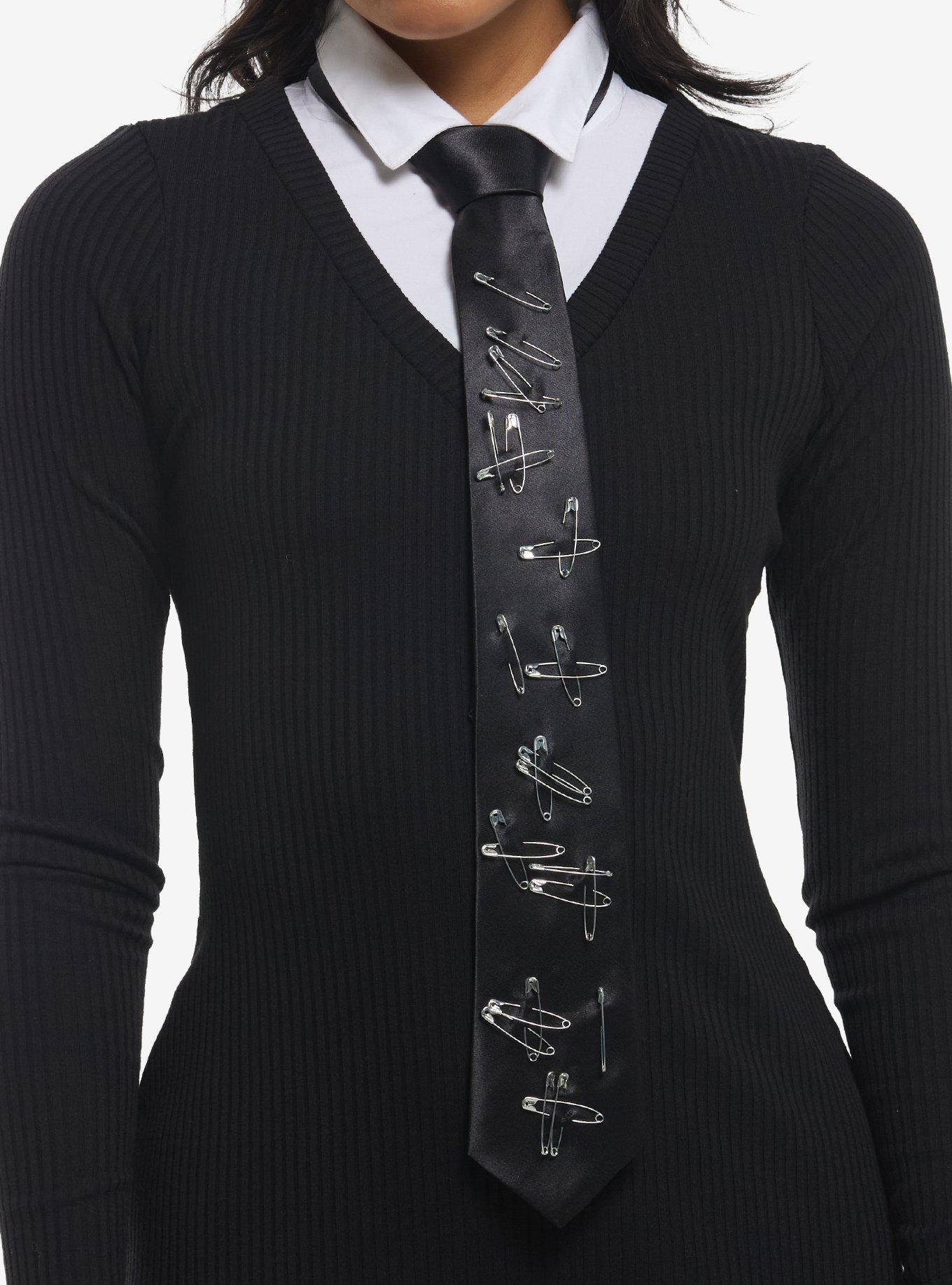 Black Safety Pin Tie, , hi-res