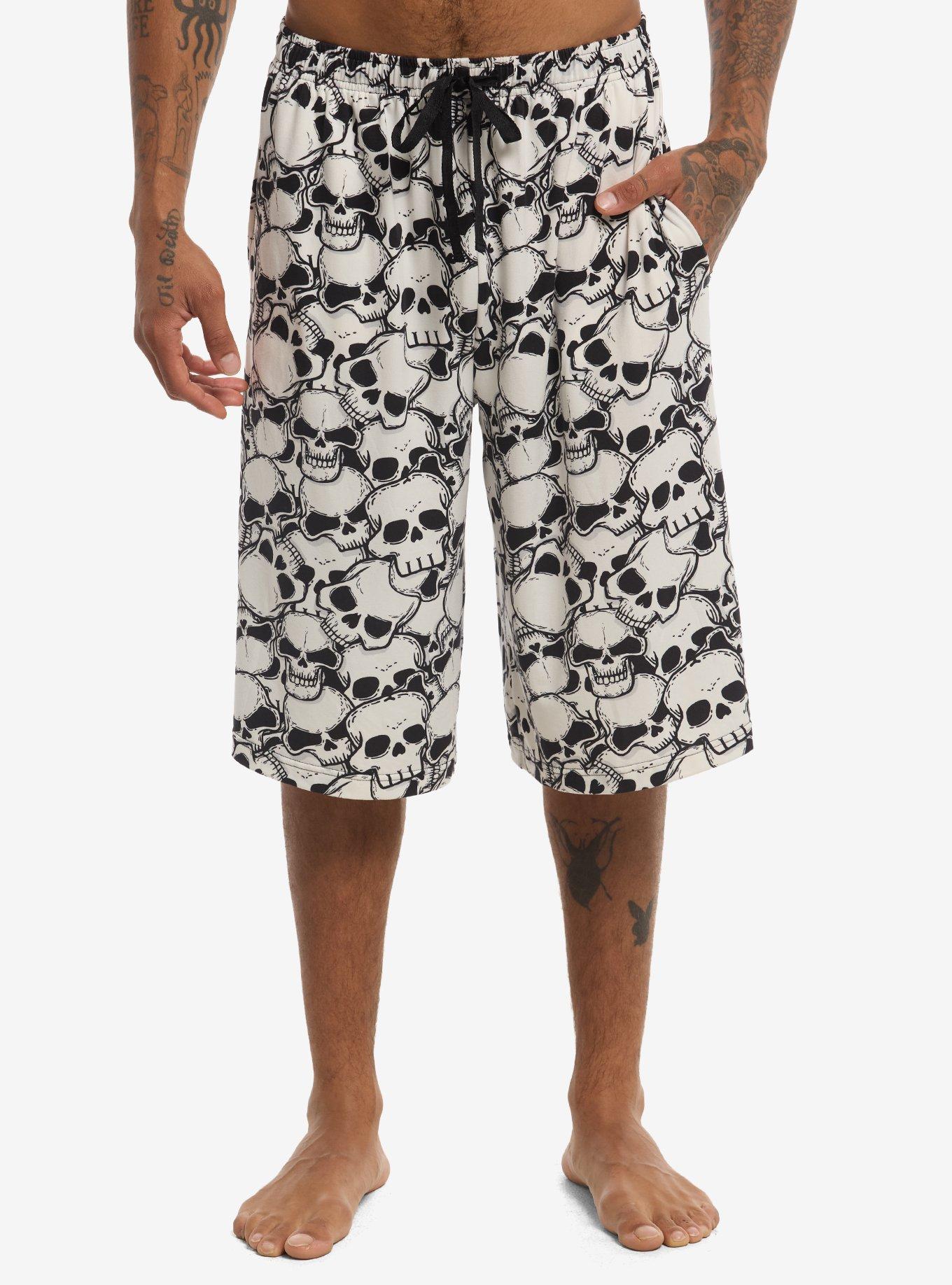 Black & White Skull Lounge Jorts, , hi-res