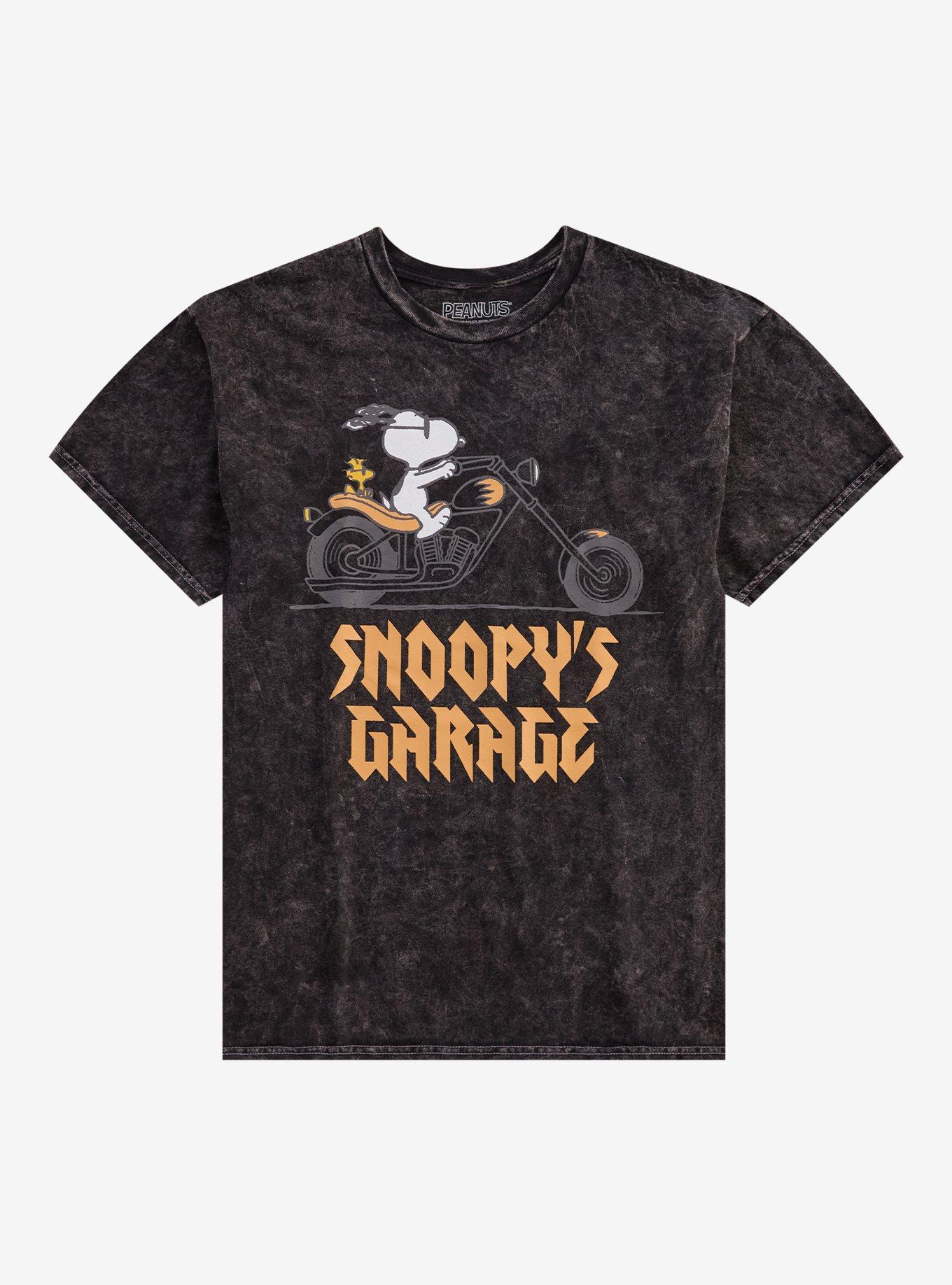 Peanuts Snoopy & Woodstock Motorcycle Mineral Wash T-Shirt, , hi-res