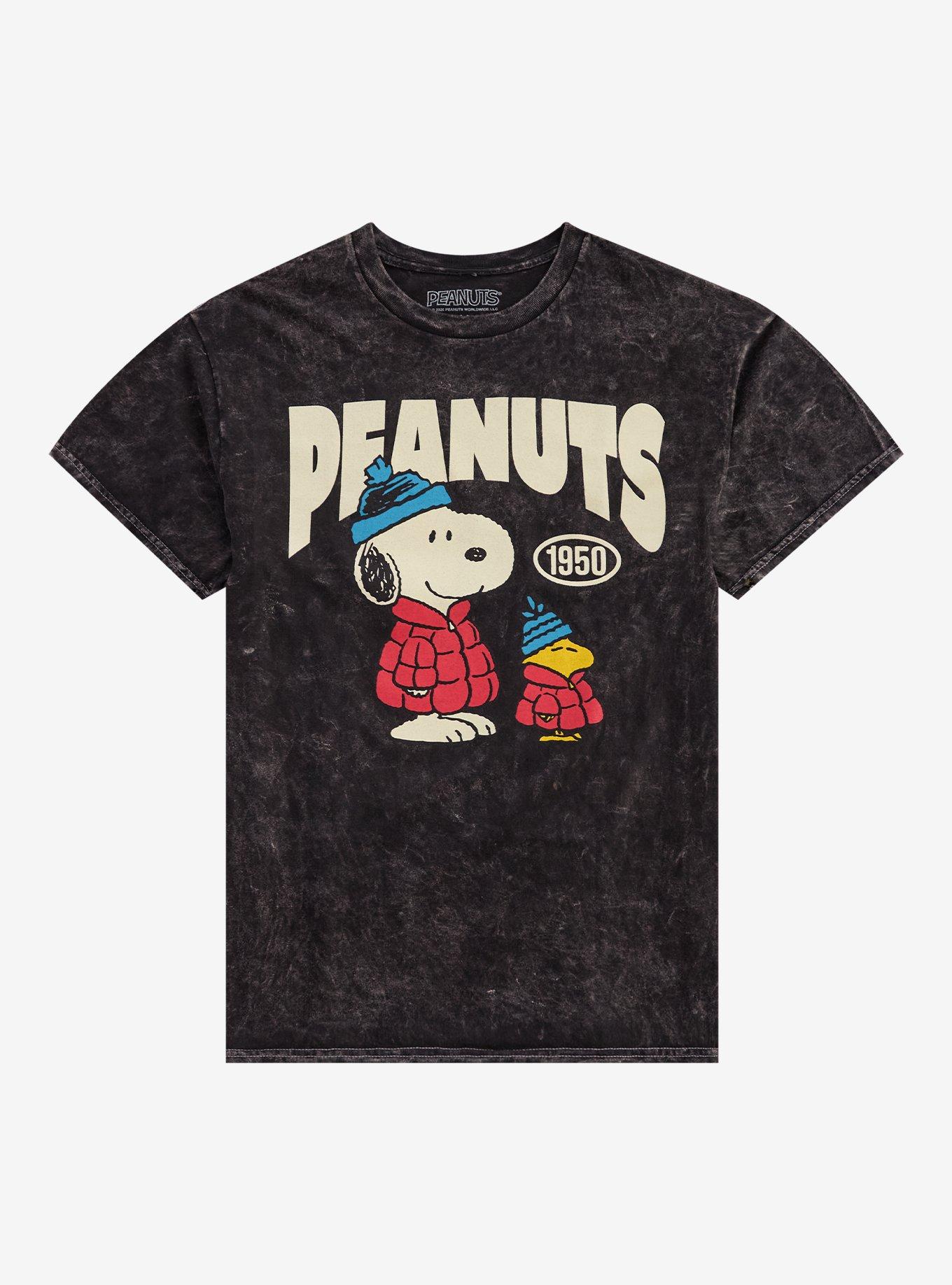 Peanuts Snoopy & Woodstock Puffer Jacket Mineral Wash T-Shirt