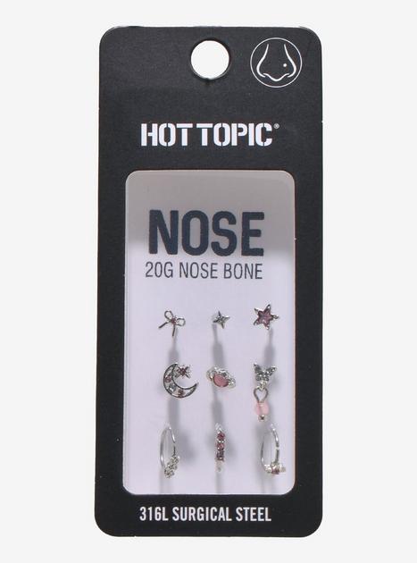 20G Steel Pink Celestial Nose Stud & Hoop Set | Hot Topic