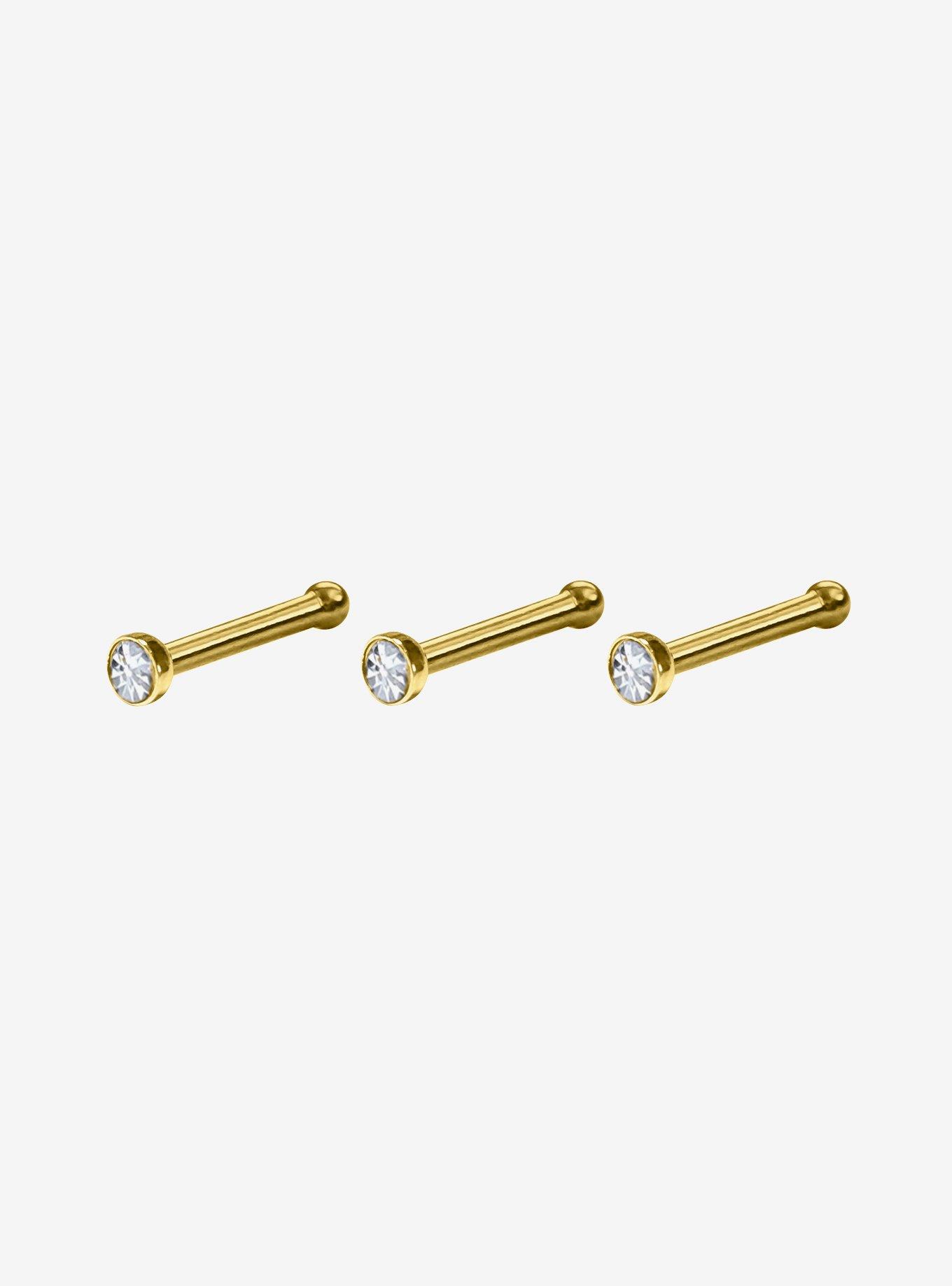 Steel Basic Gold Nose Stud 3 Pack, , hi-res