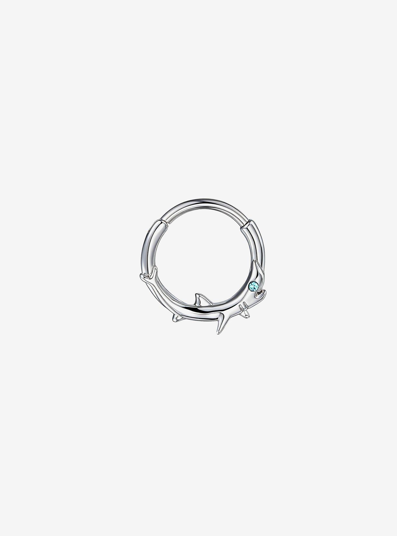 Steel Silver Shark Septum Hinged Clicker, , hi-res