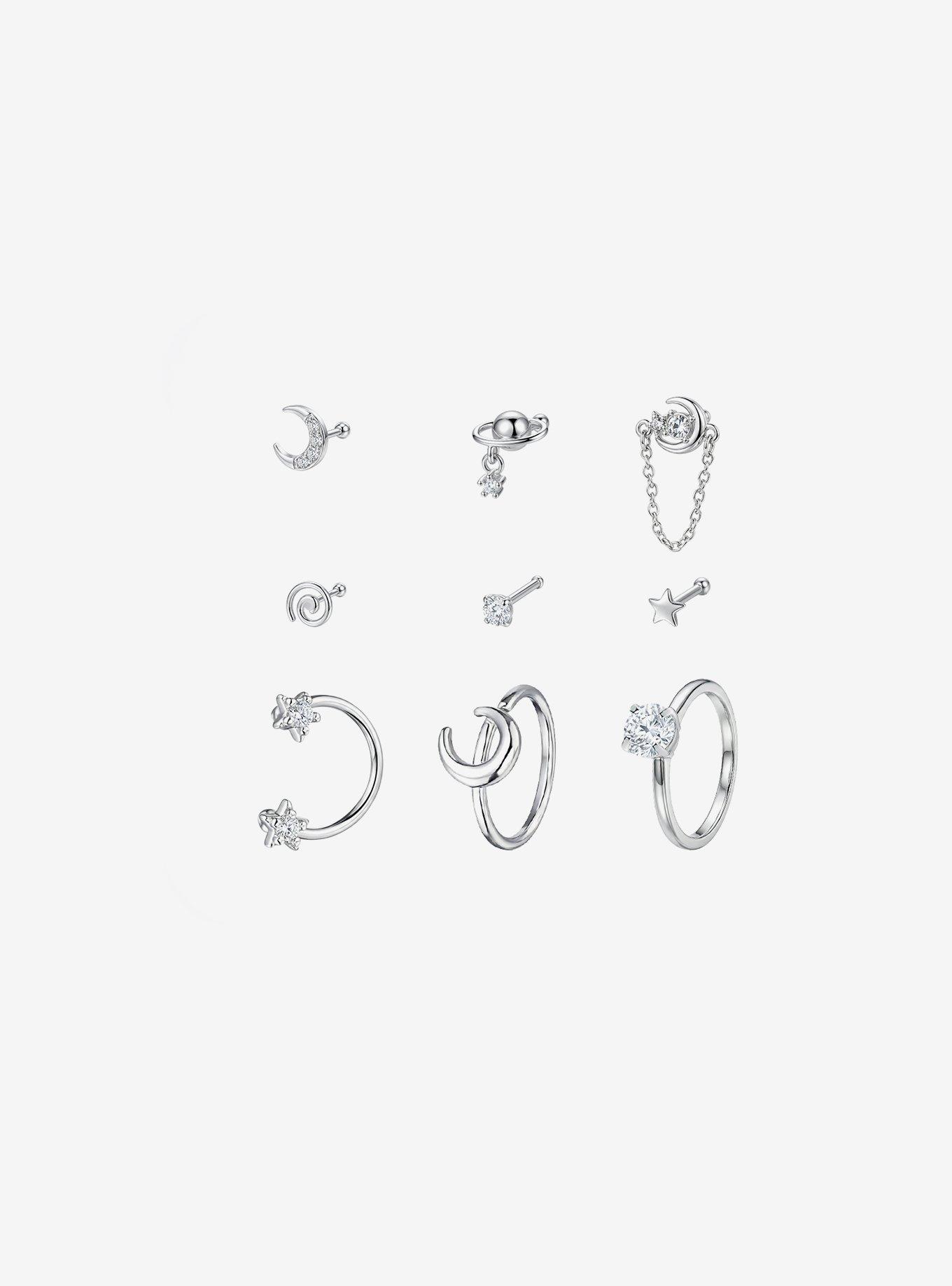 Steel Planet Celestial Nose Stud & Hoop 9 Pack, , hi-res