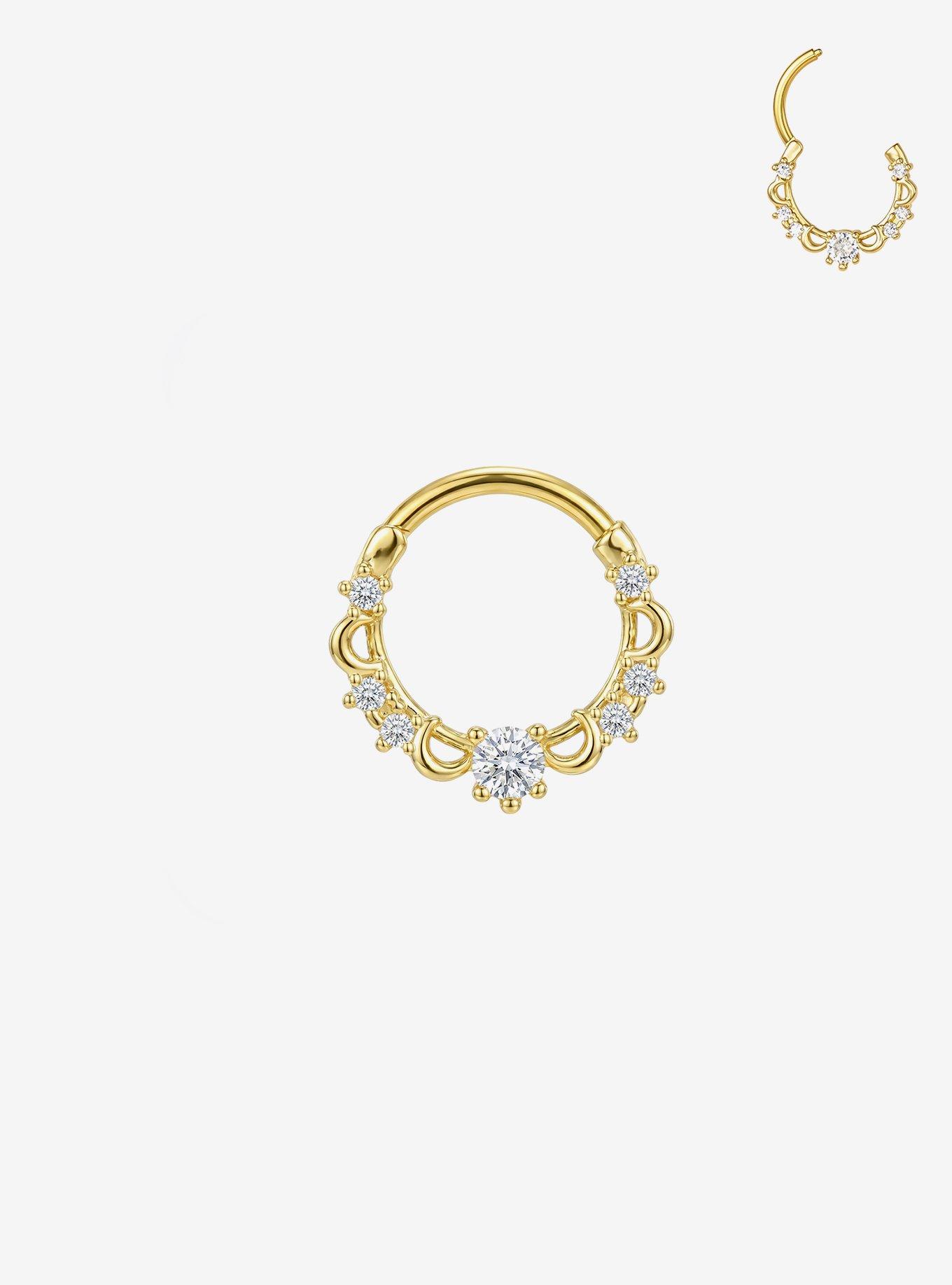 Steel Gold Moon Septum Hinged Clicker, , hi-res