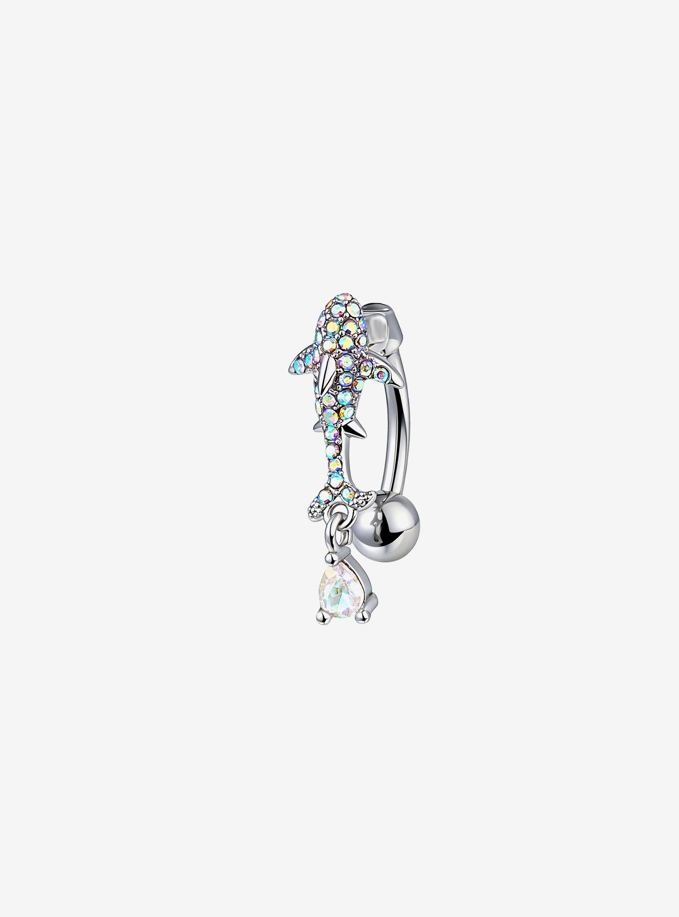Steel Bling Shark Navel Barbell, , hi-res