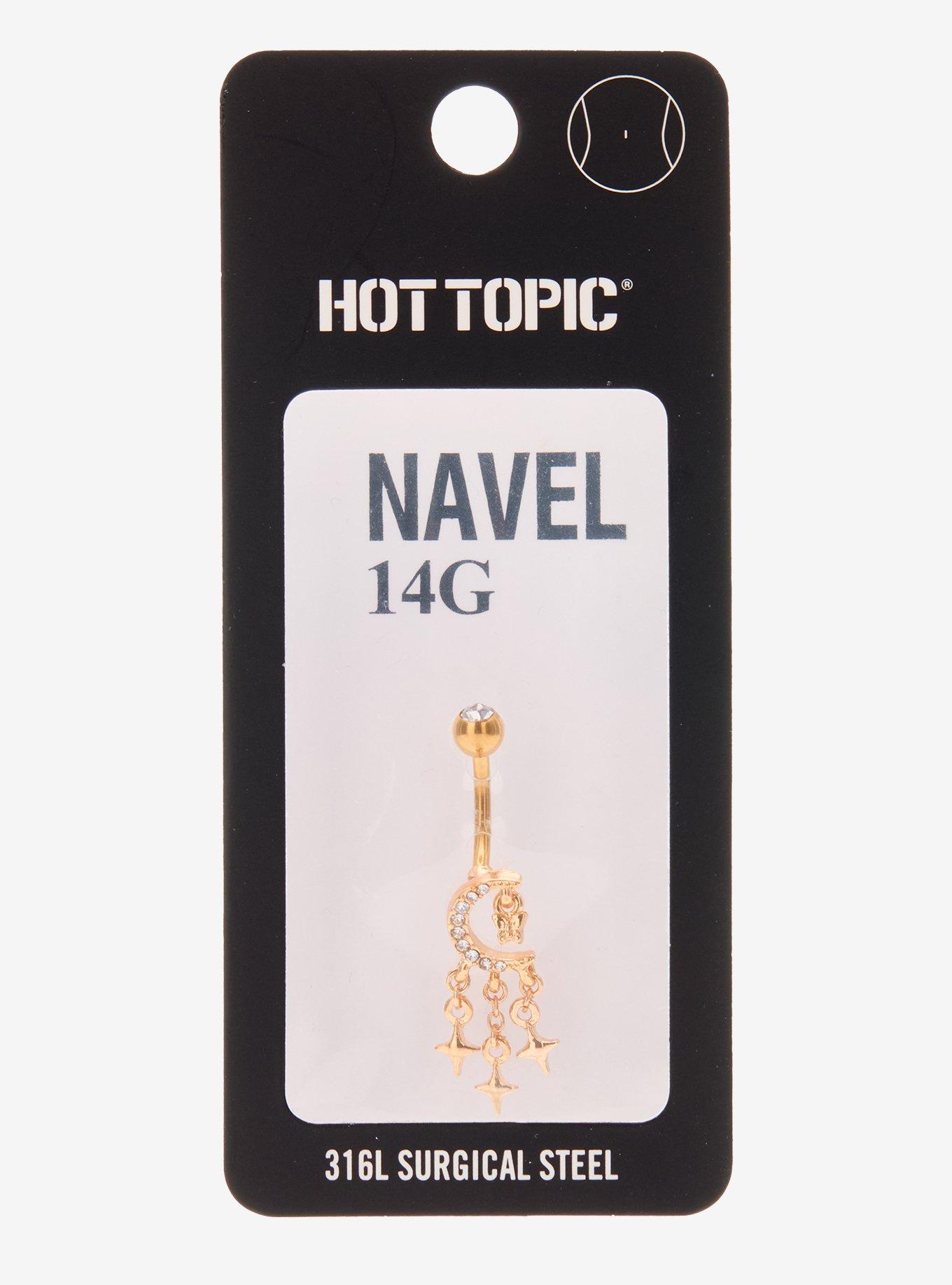 14G Steel Gold Celestial Navel Barbell, , hi-res