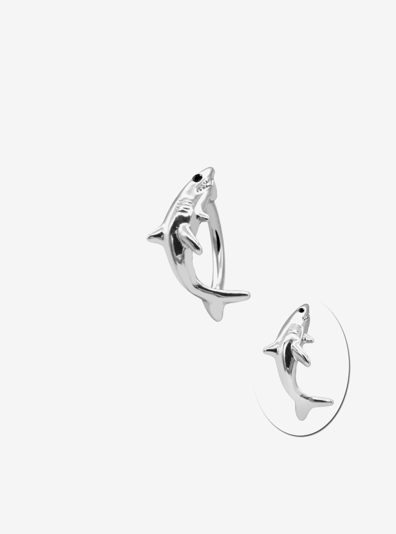 Steel Silver Shark Navel Hinged Clicker, , hi-res