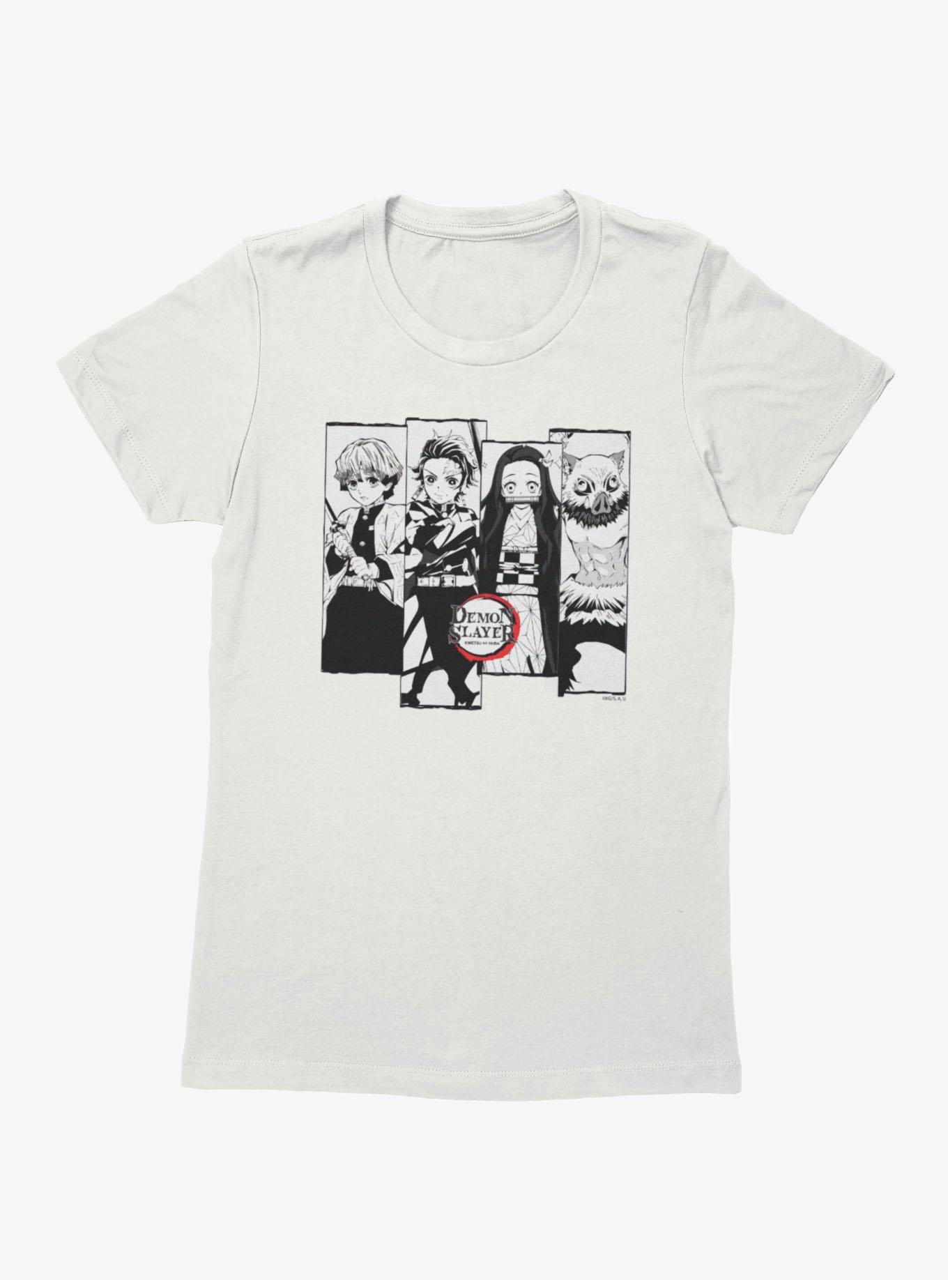 Demon Slayer Black And White Panels Womens T-Shirt