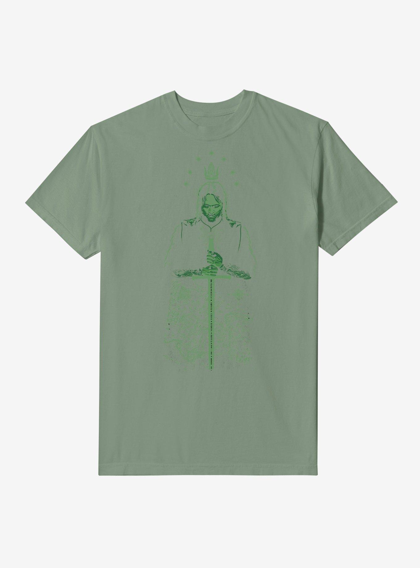 The Lord Of Rings Arragorn Over Map Middle Earth Grament-Dyed T-Shirt