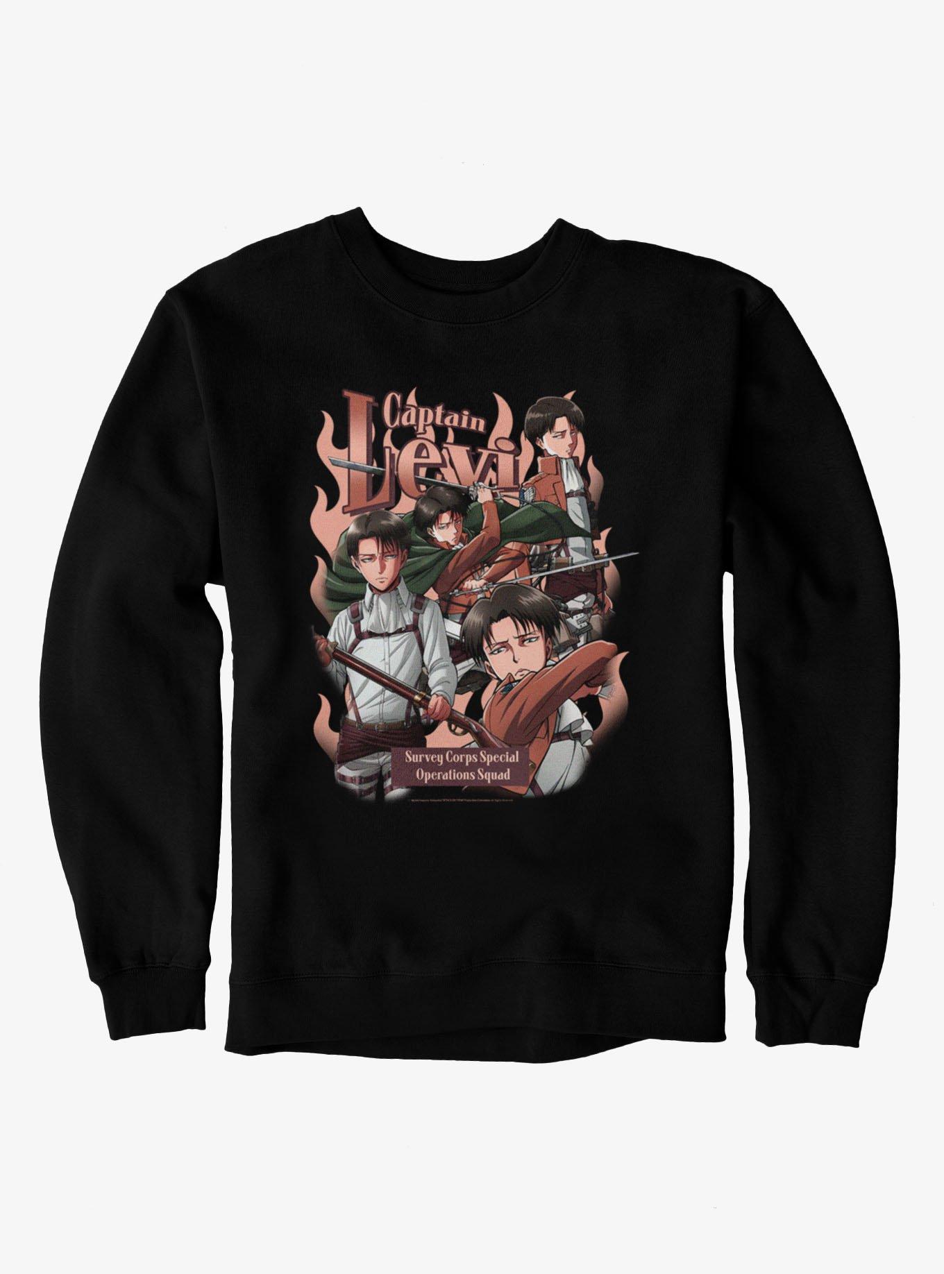 Attack On Titan Captain Levi Survey Corps Sweatshirt, BLACK, hi-res
