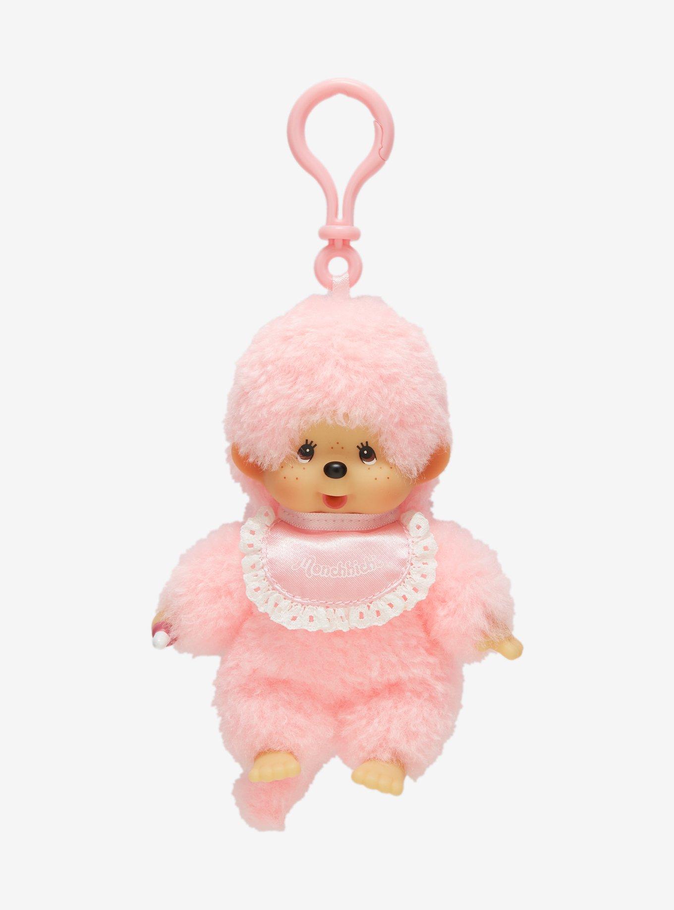 Monchhichi Pink Plush Bag Clip, , hi-res