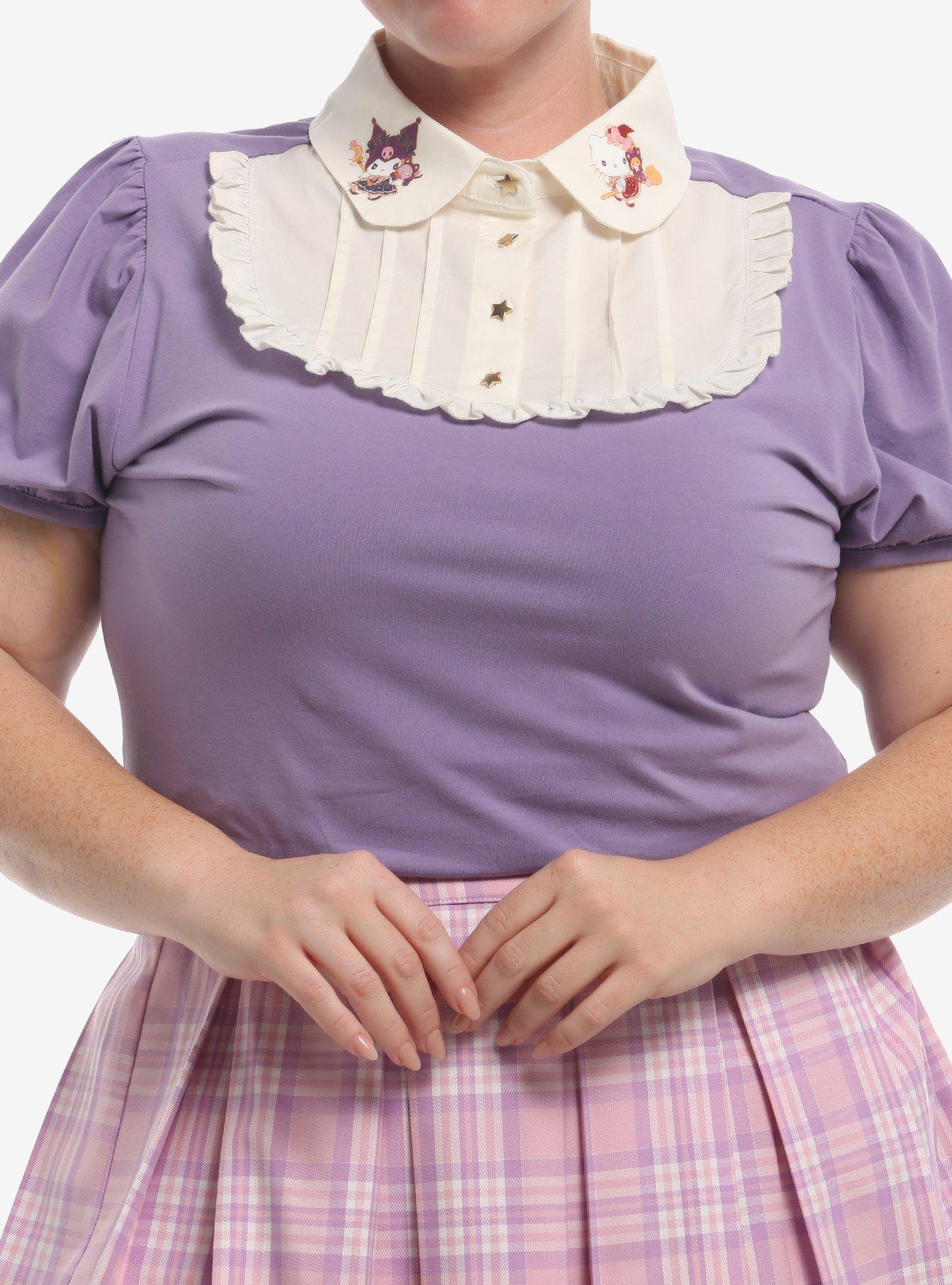 Hello Kitty And Friends Magic Kuromi & Hello Kitty Girls Collared Top Plus Size