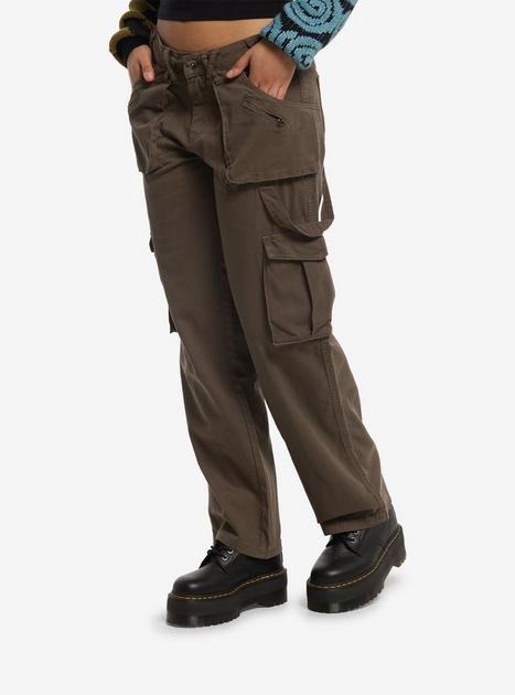 Thorn & Fable Green Zipper Strap Carpenter Cargo Pants | Hot Topic