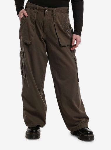 Thorn & Fable Green Zipper Strap Carpenter Cargo Pants Plus Size