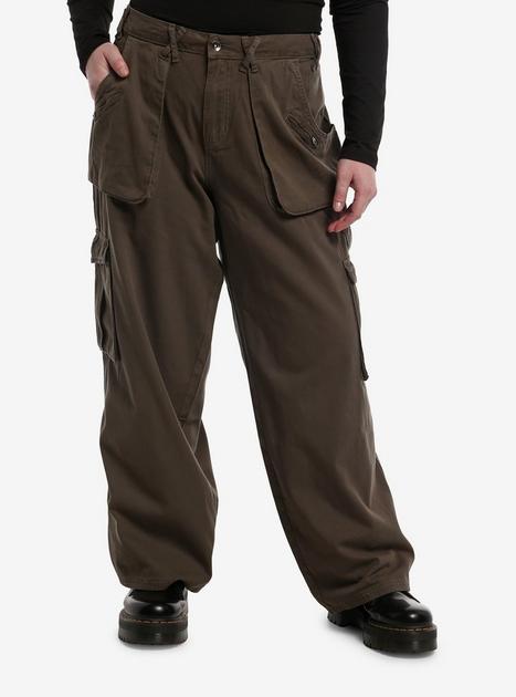 Thorn & Fable Green Zipper Strap Carpenter Cargo Pants Plus Size