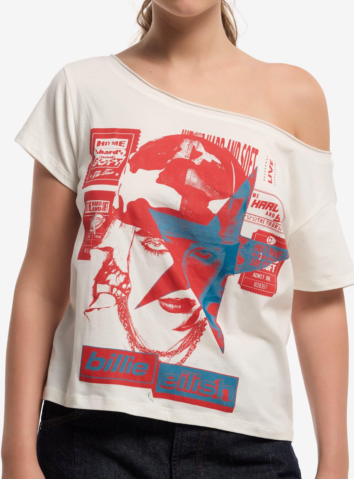 Billie Eilish Star Portrait Off-Shoulder T-Shirt, , hi-res