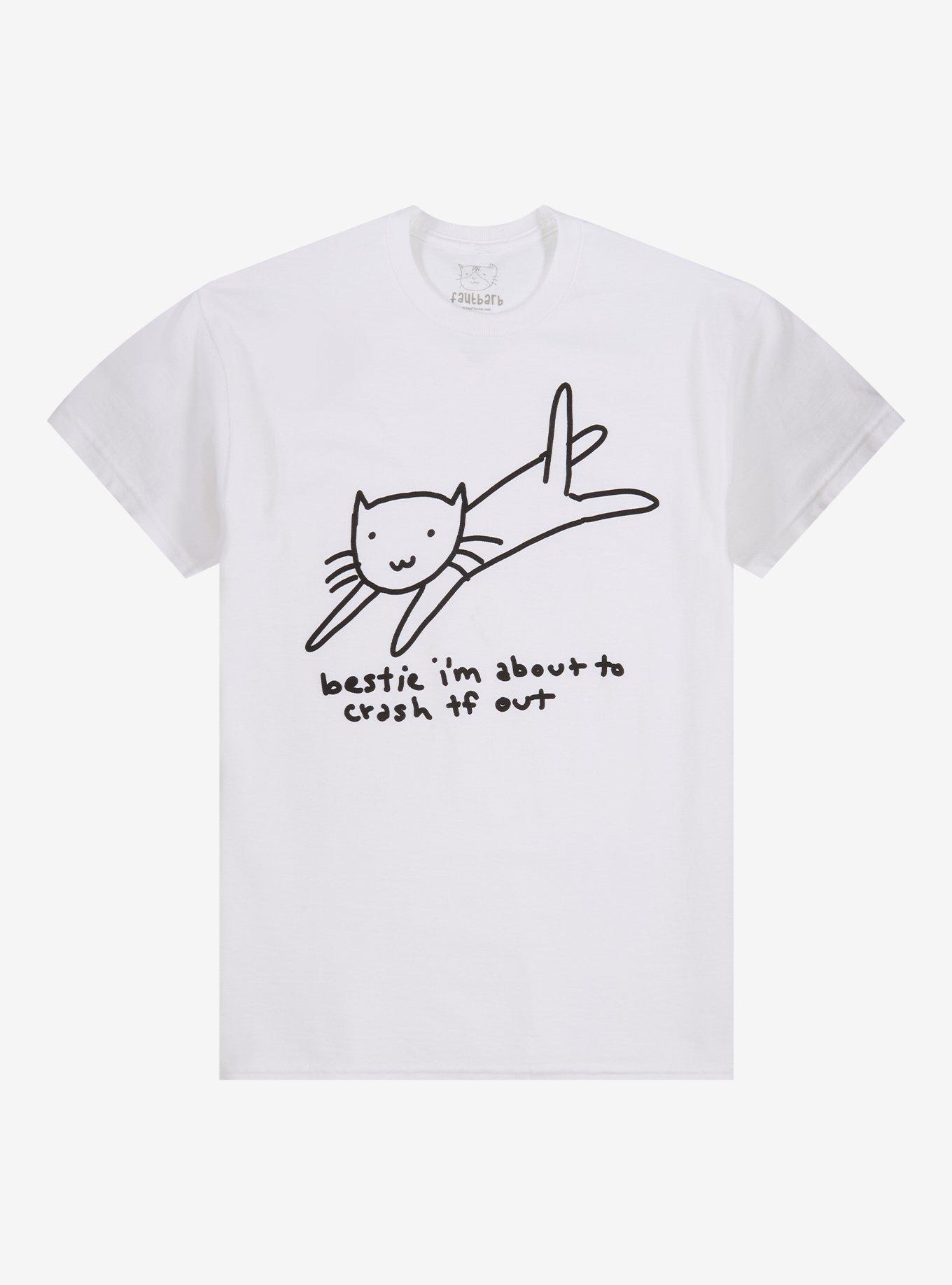 Crashing Out Cat T-Shirt By Fautbarb, , hi-res