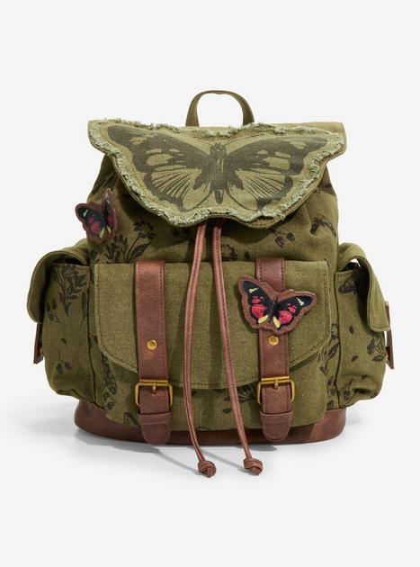brown leather backpack with embroidered butterflies Beige GG Supreme Canvas Web Butterfly Small Day Got a butterfly lover in your life Women's Embroidered Horse Western Leather