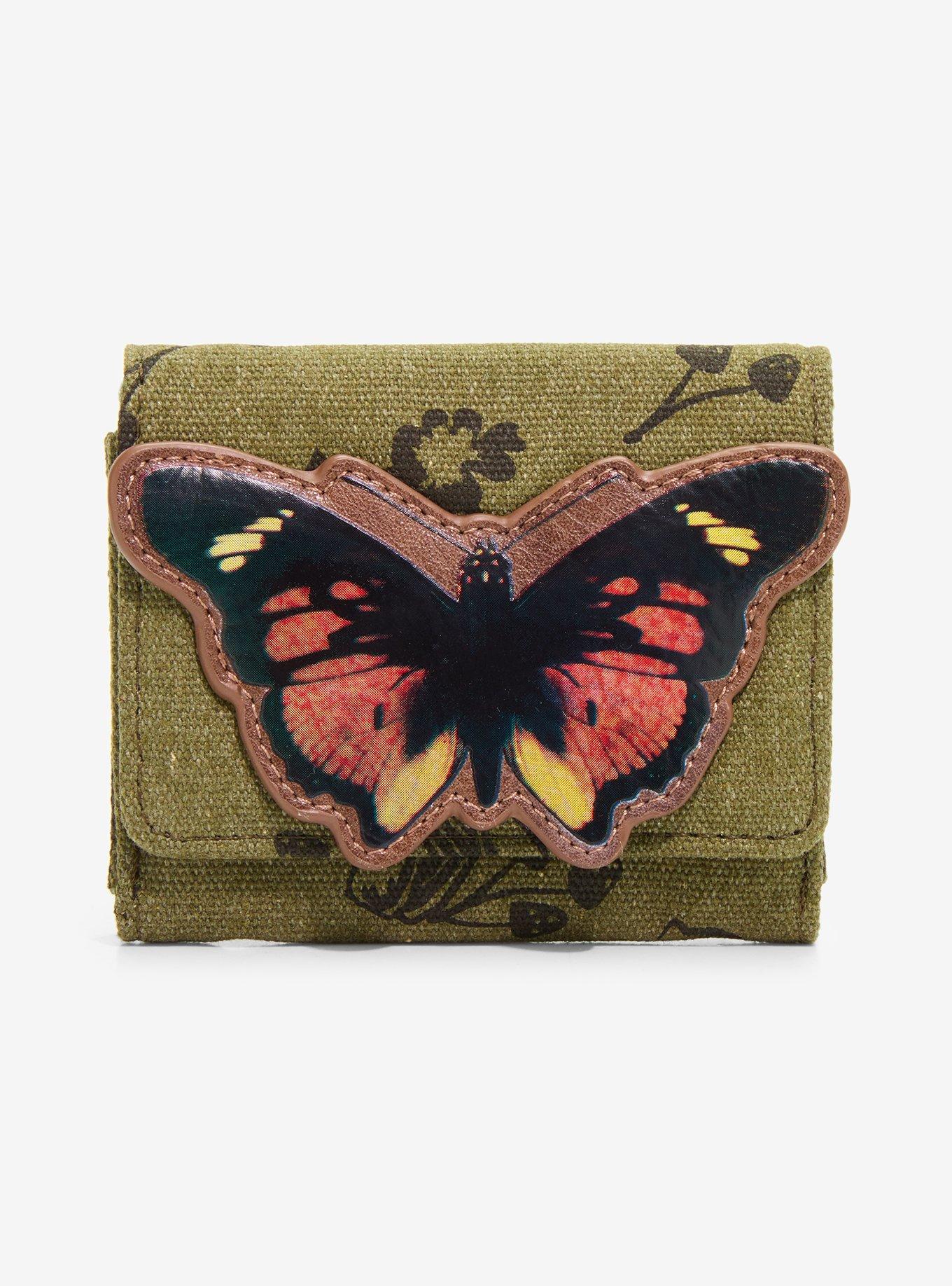 Grunge Green Butterfly Mini Wallet, , hi-res