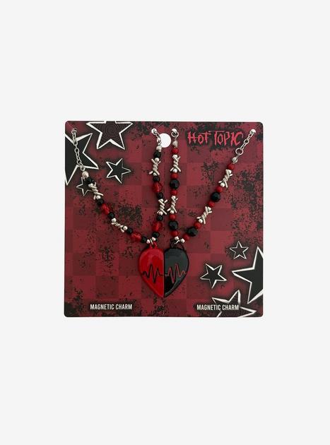 Black & Red Beating Heart Best Friend Necklace Set | Hot Topic