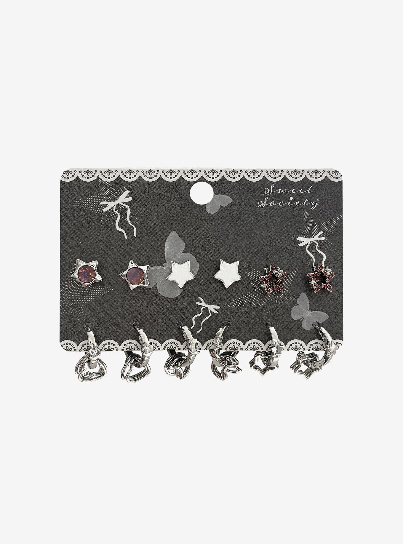 Sweet Society Bling Heart Star Earring Set, , hi-res