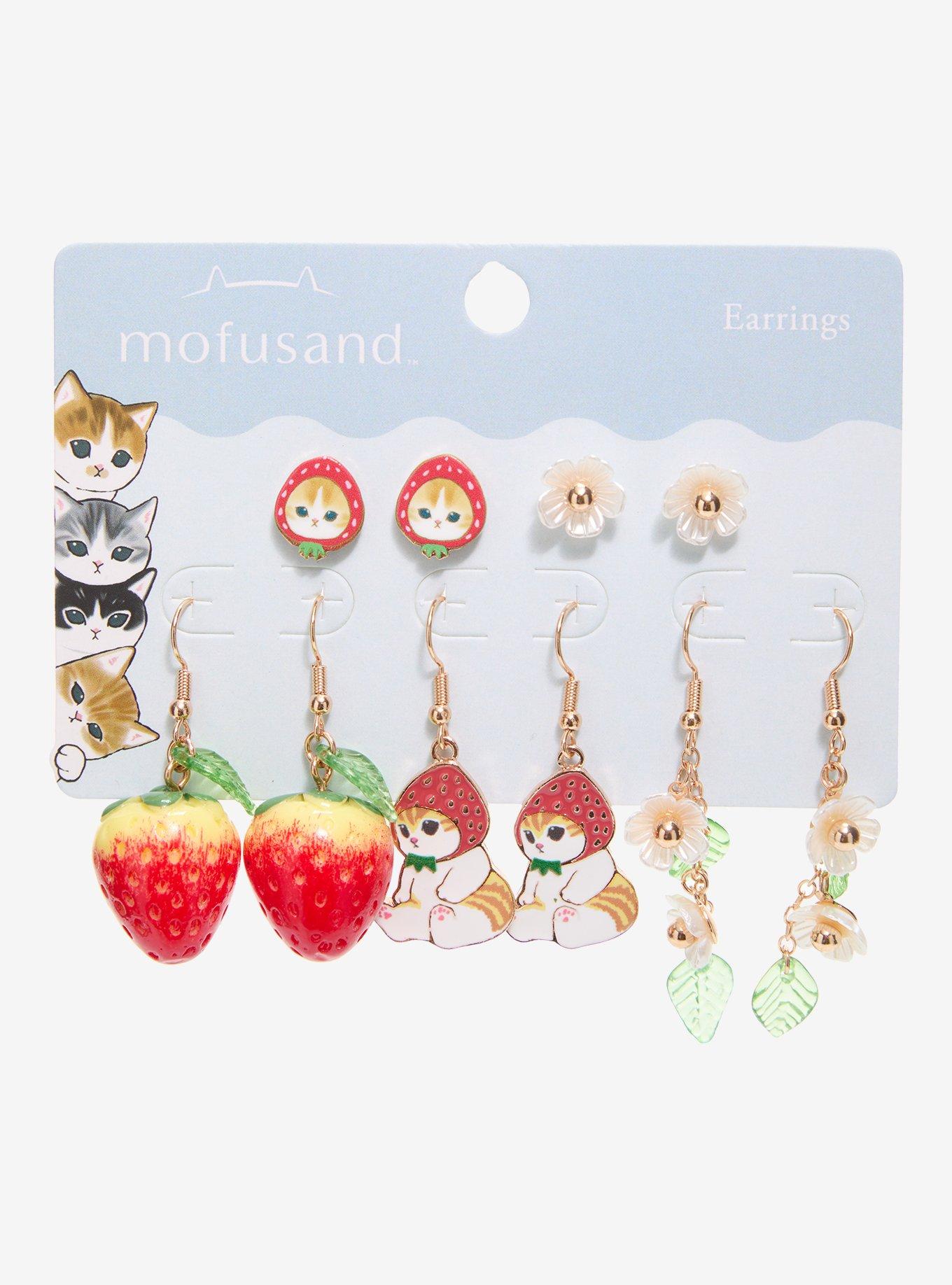 Mofusand Strawberry Cat Earring Set - BoxLunch Exclusive, , hi-res