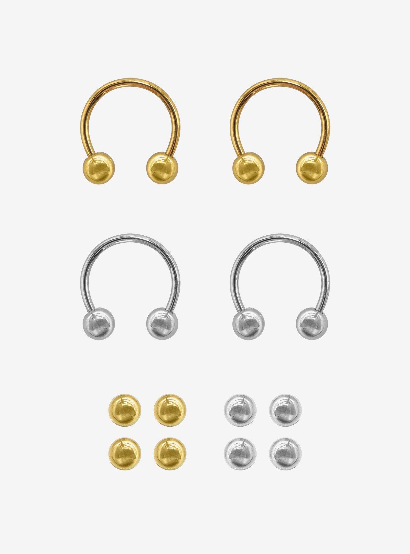 Steel Gold  Silver Circular Barbell 4 Pack