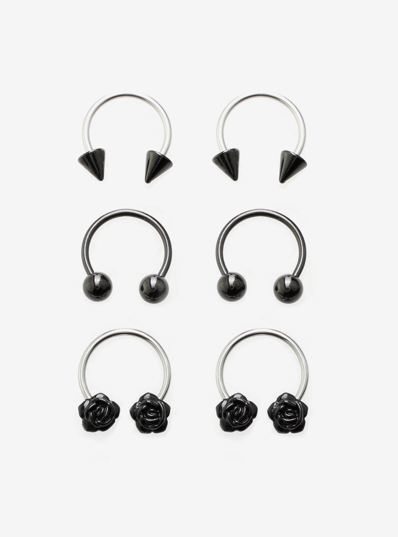 Steel Spike Rose Circular Barbell 6 Pack, , hi-res