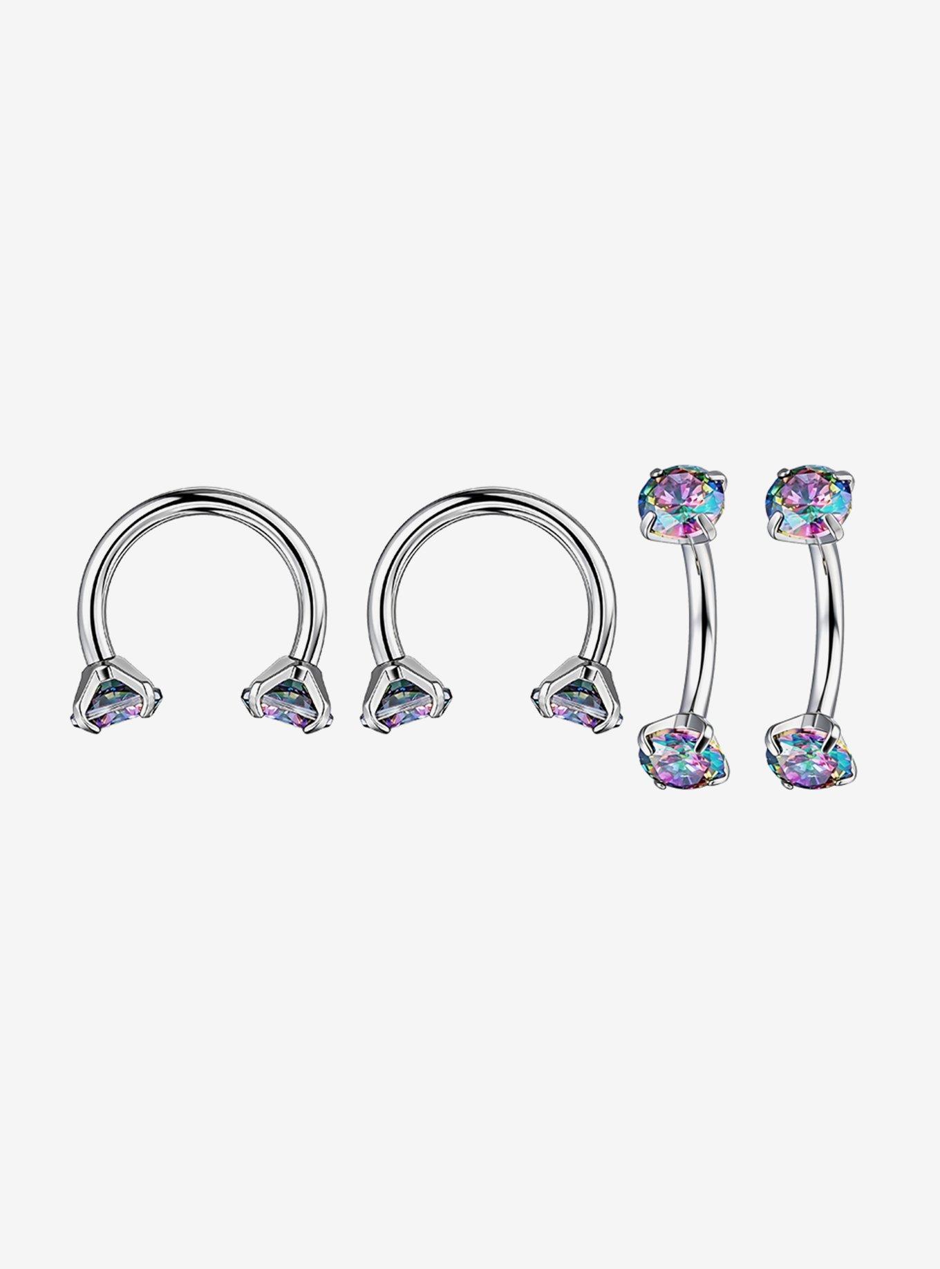 Steel Silver Clear Gem Labret 4 pack, , hi-res