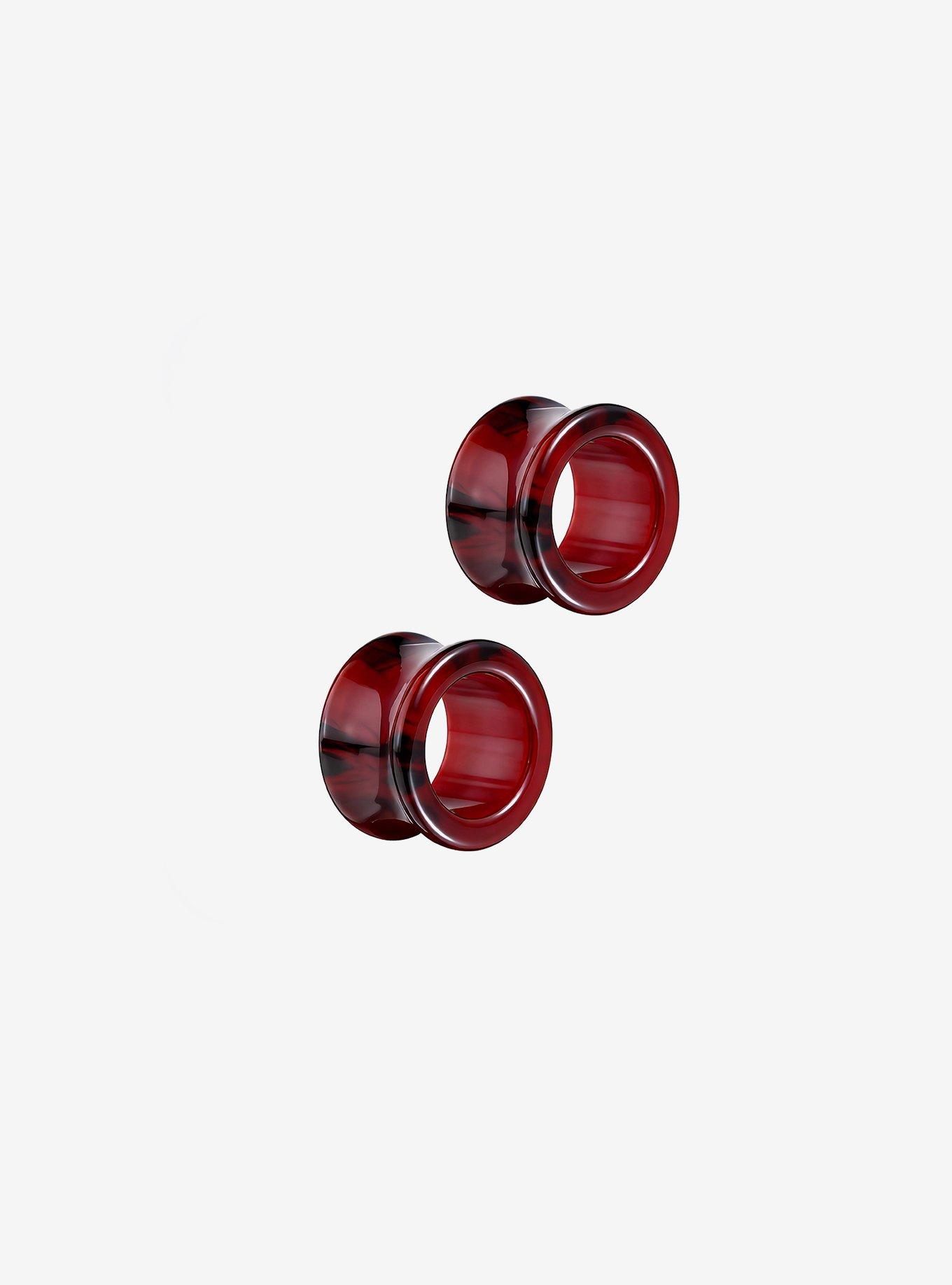 Acrylic Black & Red Marble Eyelet Plug 2 Pack, , hi-res