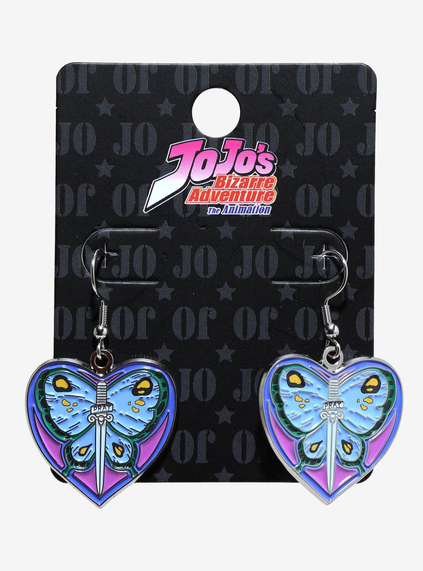 JoJo's Bizarre Adventure Jolyne Butterfly Heart Drop Earrings, , hi-res