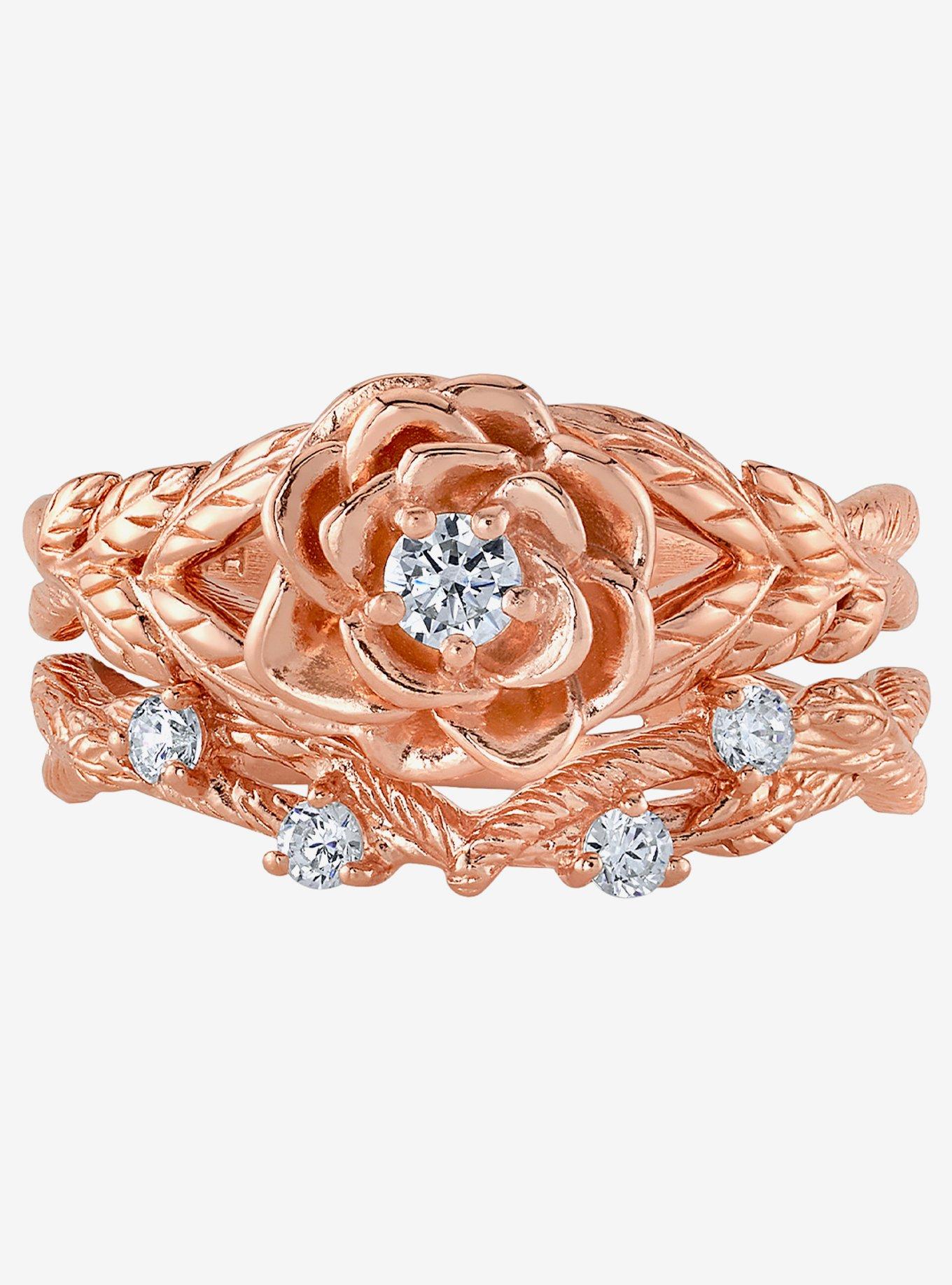Disney x RockLove Beauty And The Beast Belle Rose Stacker Rings, , hi-res