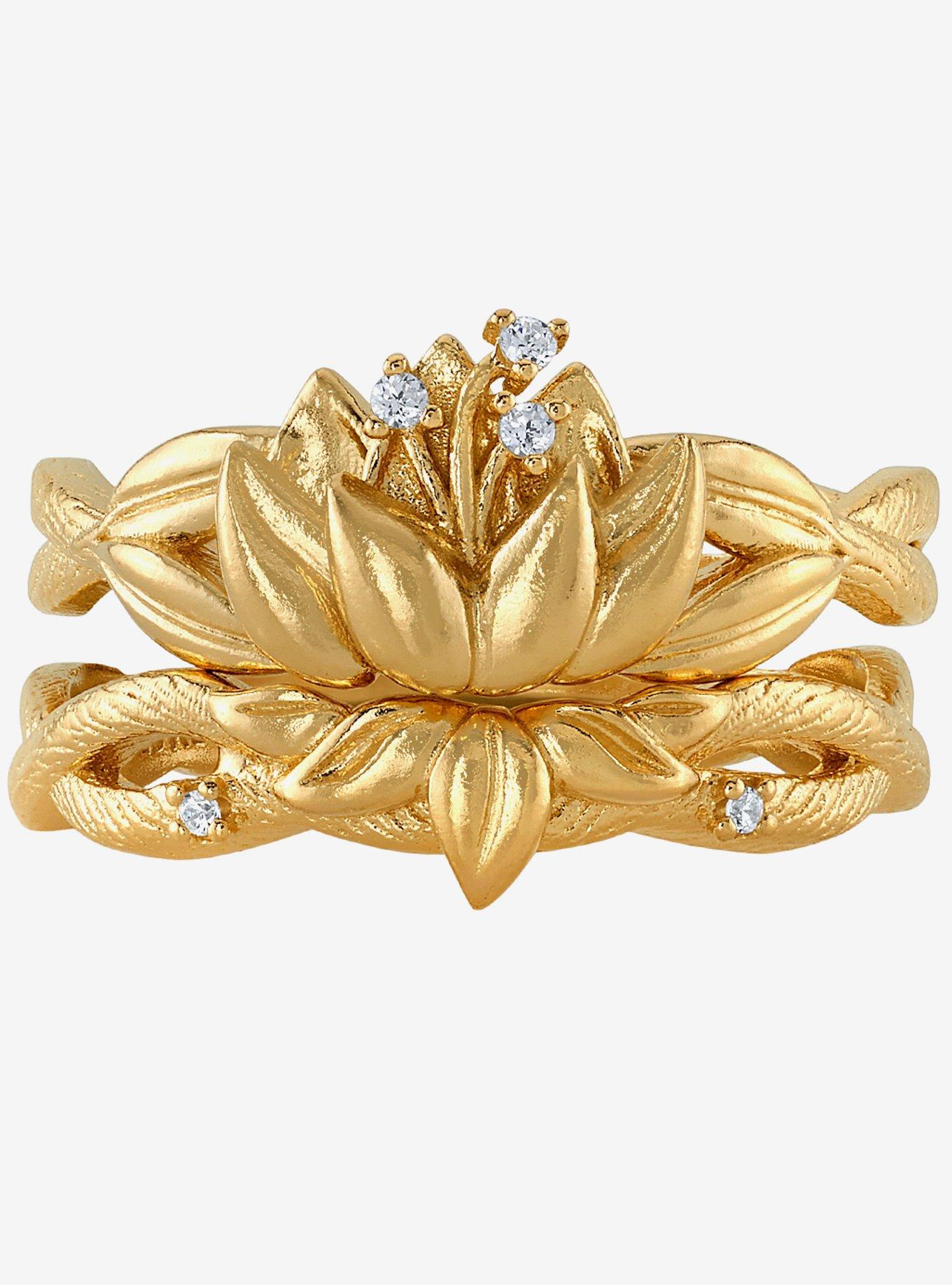 Disney x RockLove The Princess And The Frog Tiana Water Lily Stacker Rings, , hi-res