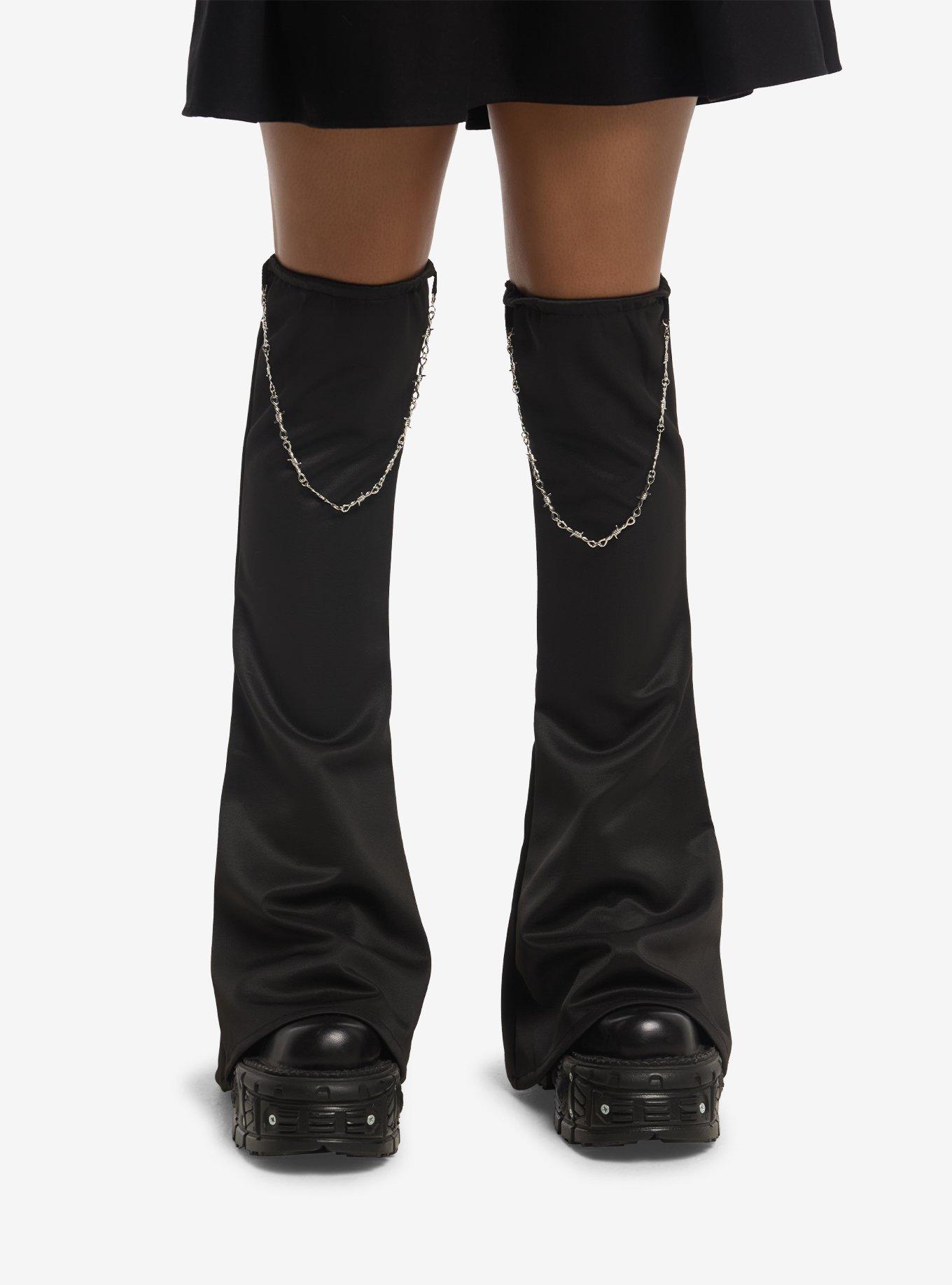 Barbed Wire Chain Flare Satin Leg Warmers, , hi-res