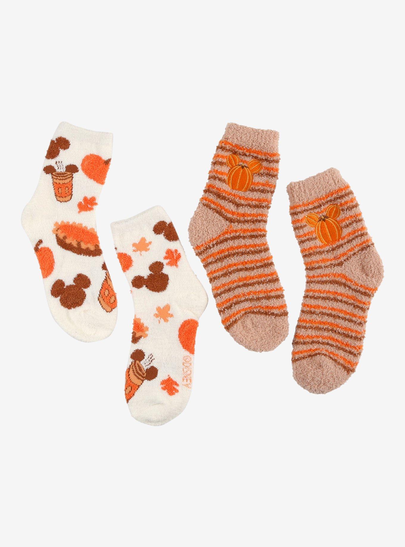 Disney Mickey Mouse Pumpkin Spice Cozy Socks 2 Pair