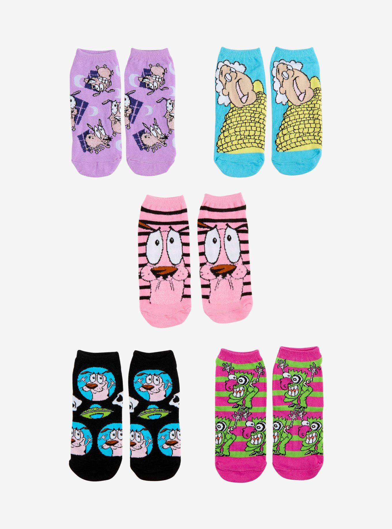 Courage The Cowardly Dog Character No-Show Socks 5 Pair, , hi-res