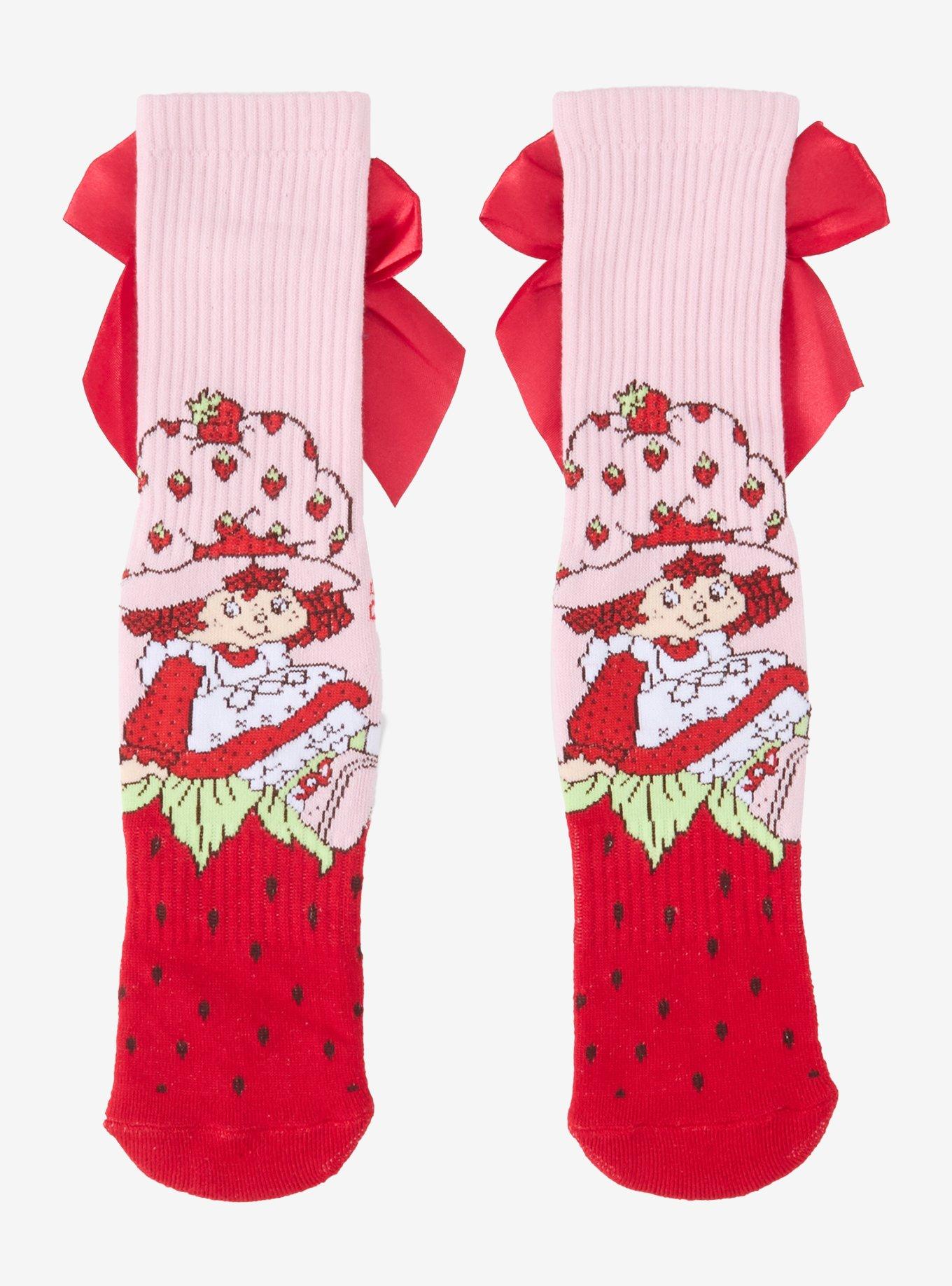 Strawberry Shortcake Ribbon Bow Crew Socks, , hi-res