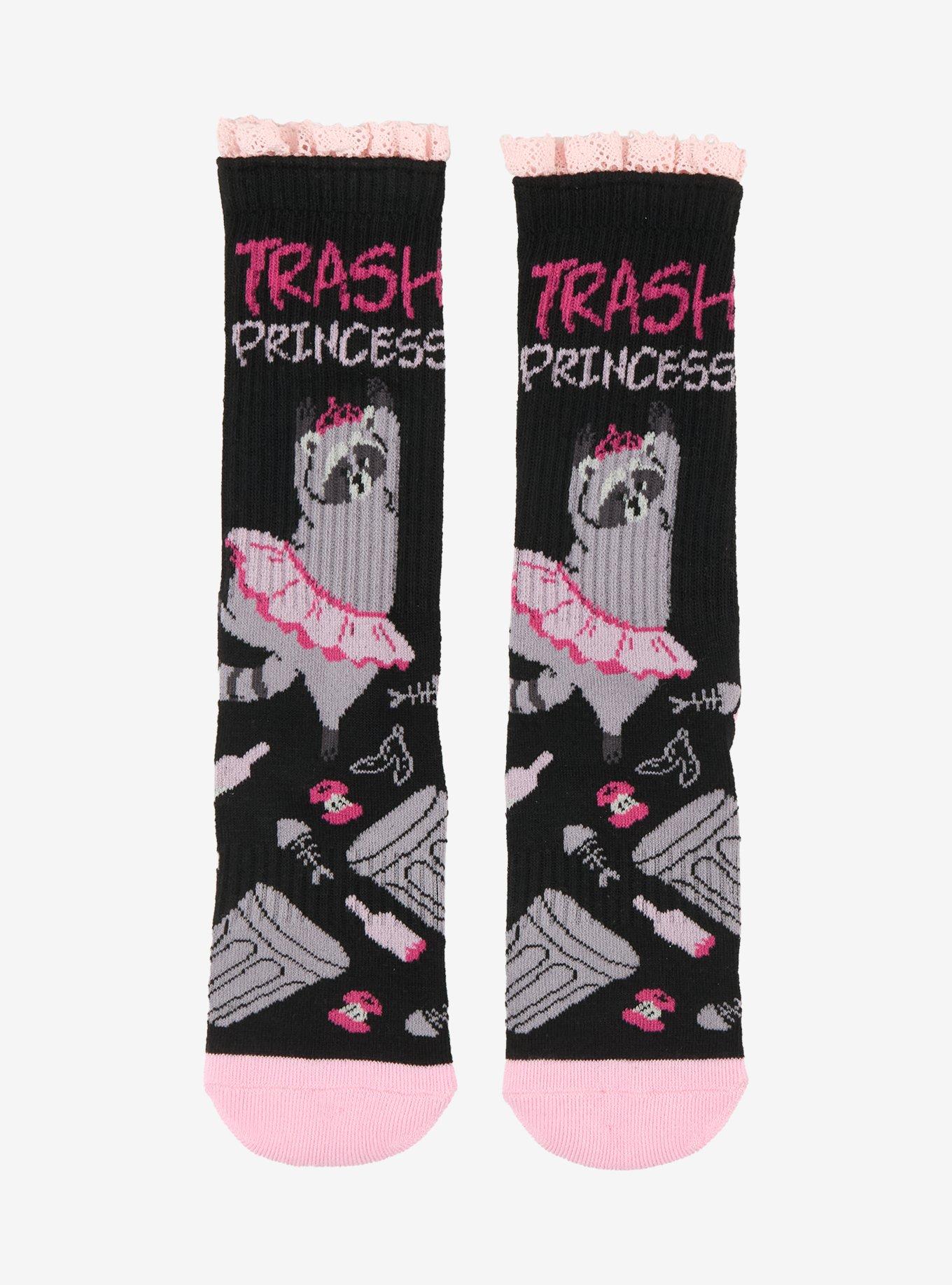 Raccoon Princess Lace Ruffle Crew Socks, , hi-res