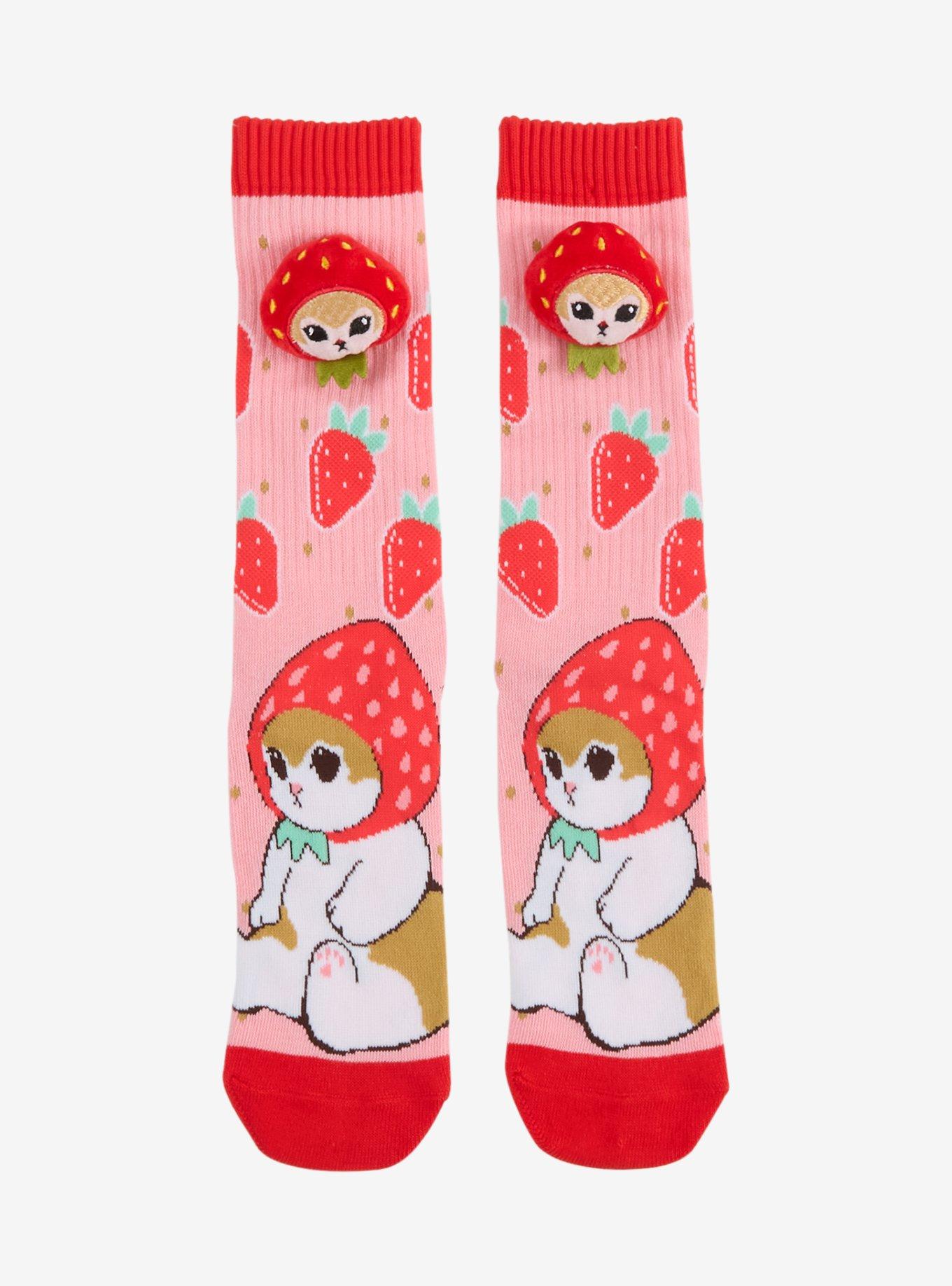 Mofusand Strawberry Plush Crew Socks, , hi-res