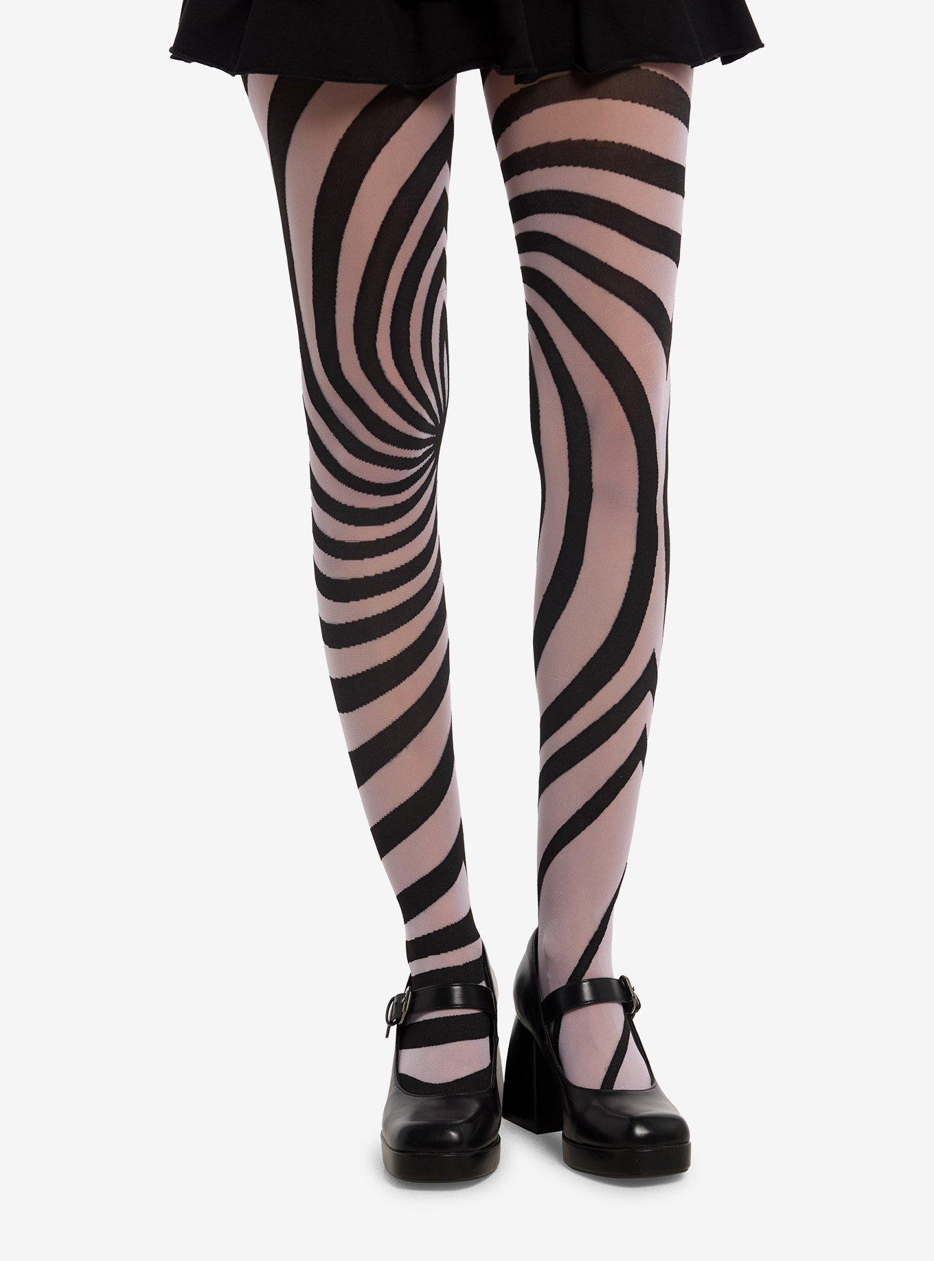 Lavender & Black Swirl Tights, , hi-res