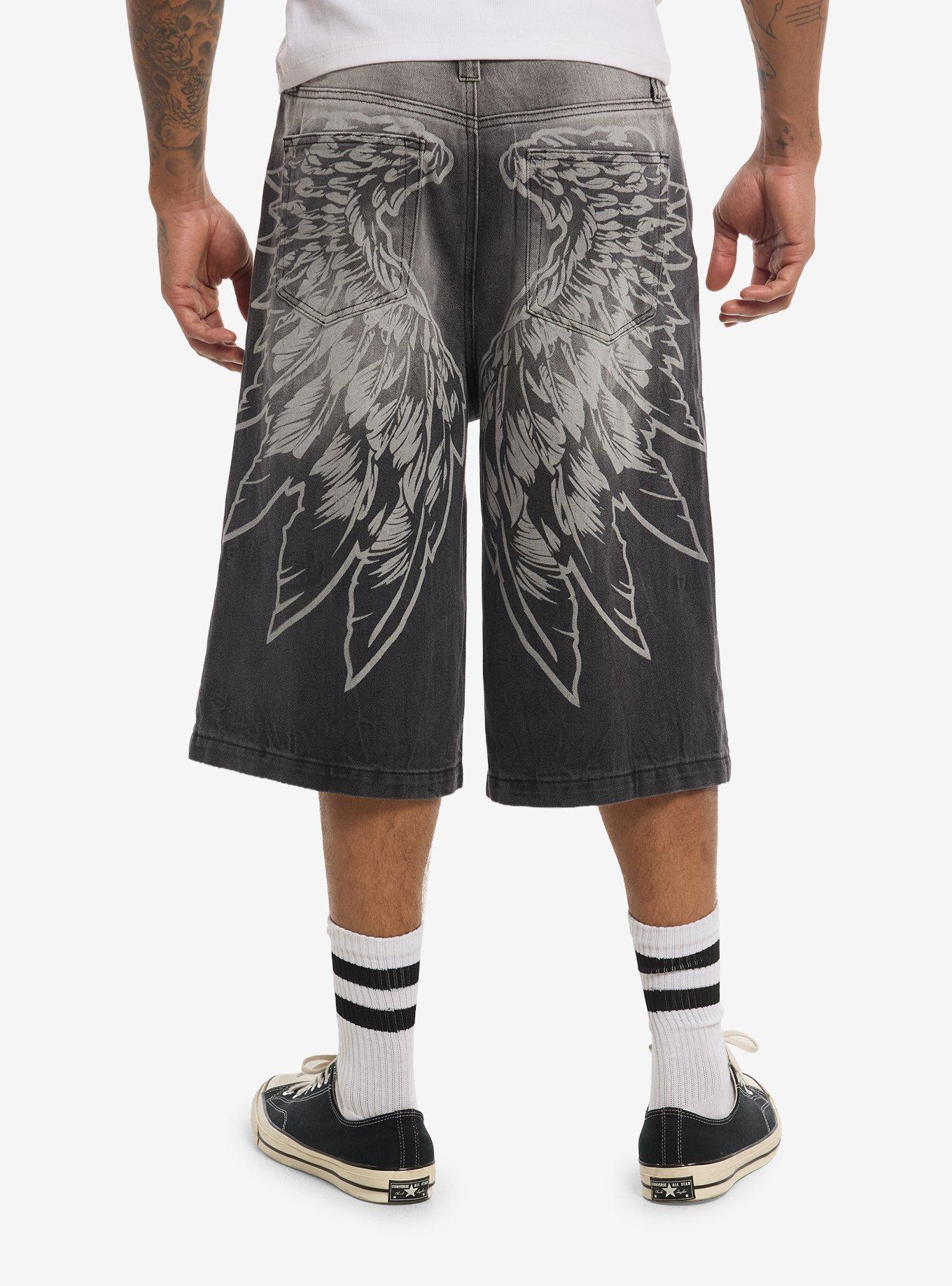 MARKET Angel Wings Black Wash Jorts