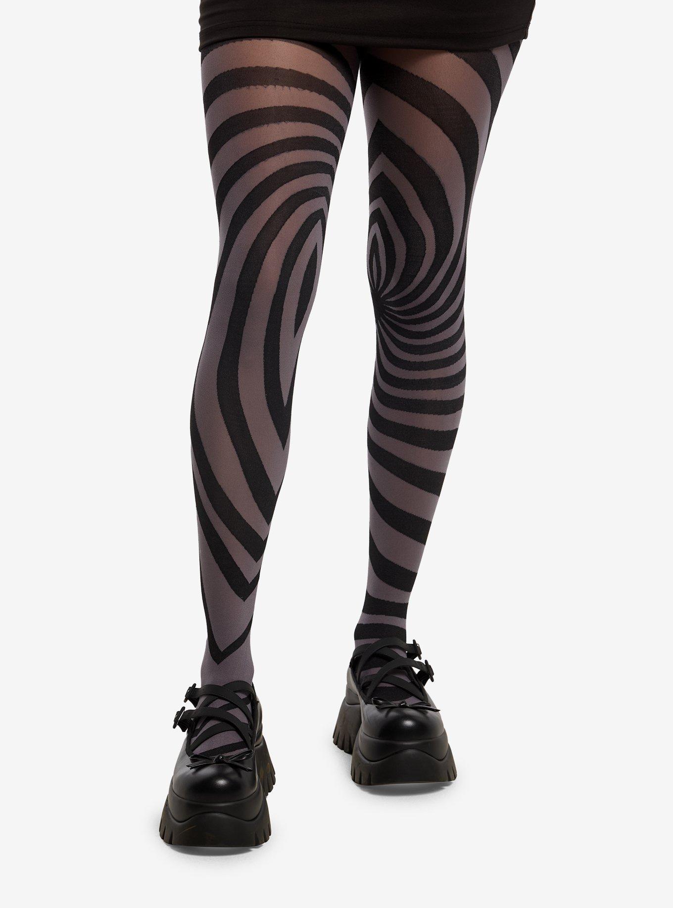 Black & Grey Swirl Tights, , hi-res