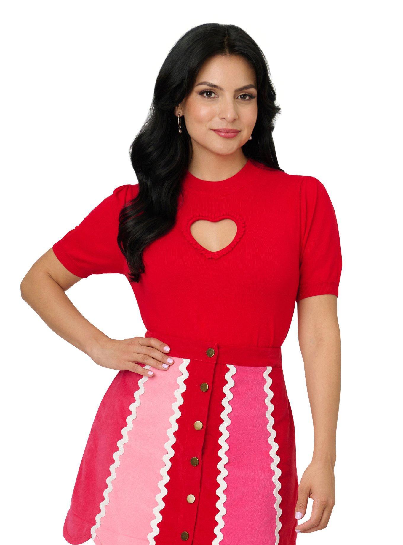 Smak Parlour Red Keyhole Heart Sweater, , hi-res