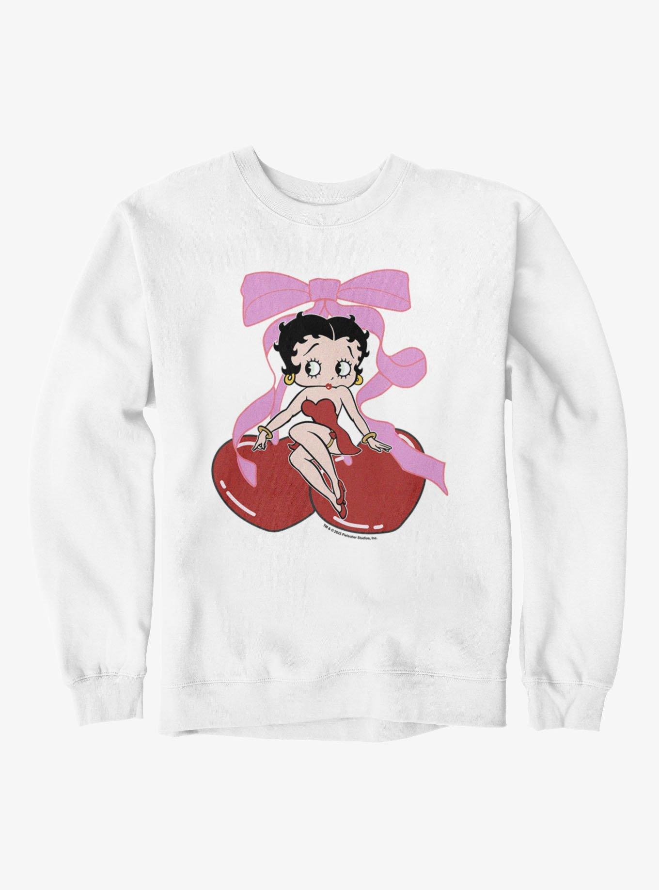 Betty Boop Heart Cherries Crew Sweatshirt, , hi-res