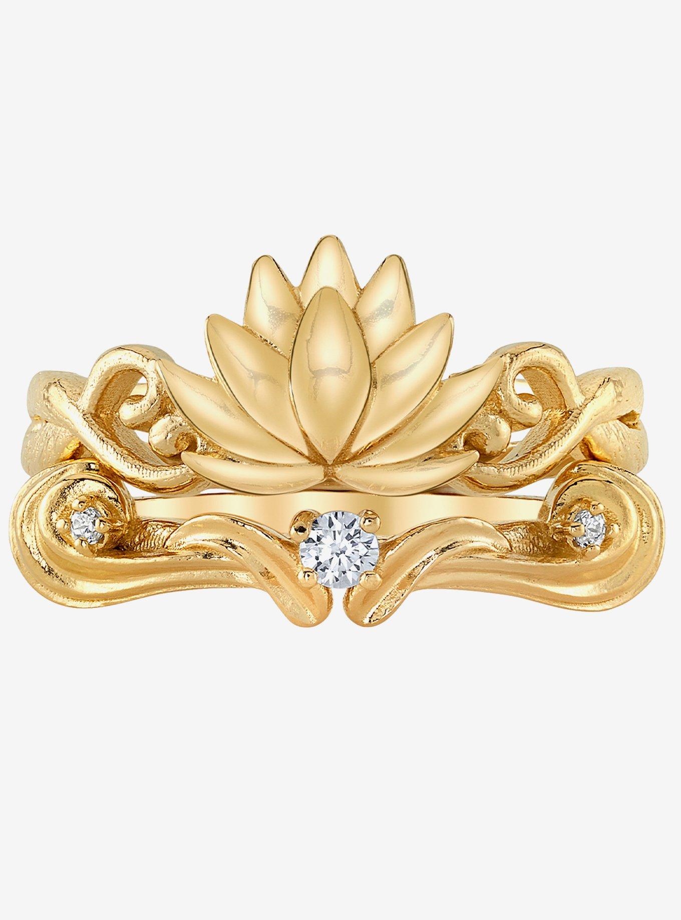 Disney x RockLove Aladdin Jasmine Lotus Stacker Rings, , hi-res