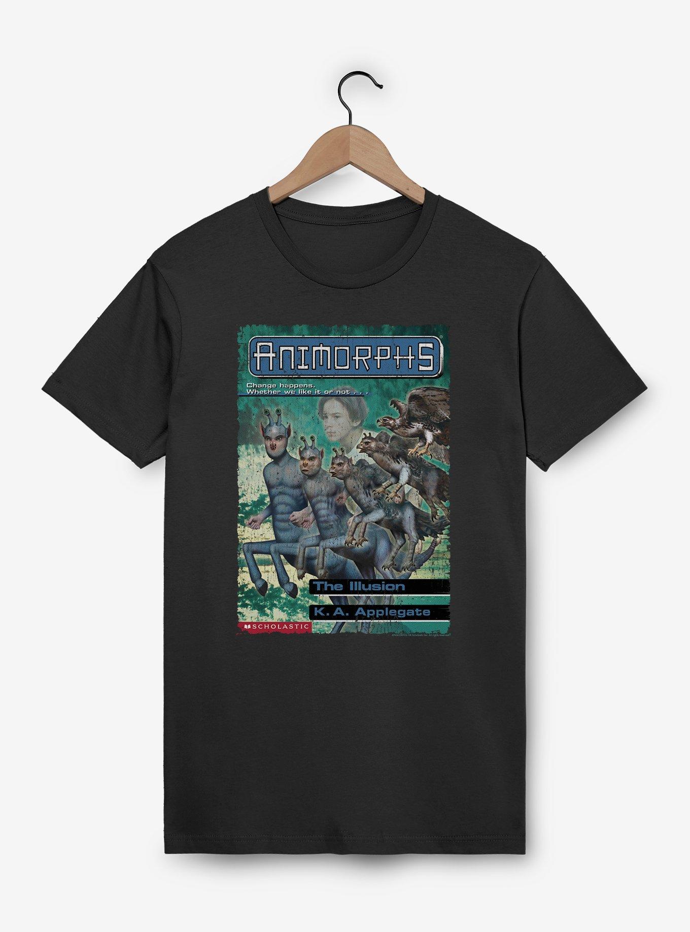 Animorphs The Illusion Alien Falcon Book Cover T-Shirt, BLACK, hi-res view 1