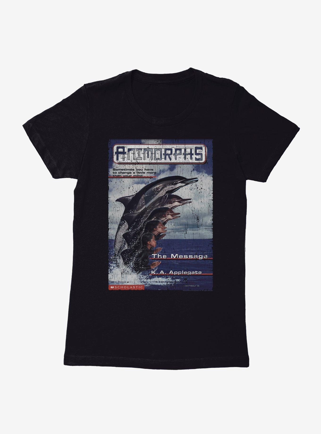 Animorphs The Message Dolphin Book Cover Womens T-Shirt, BLACK, hi-res view 1