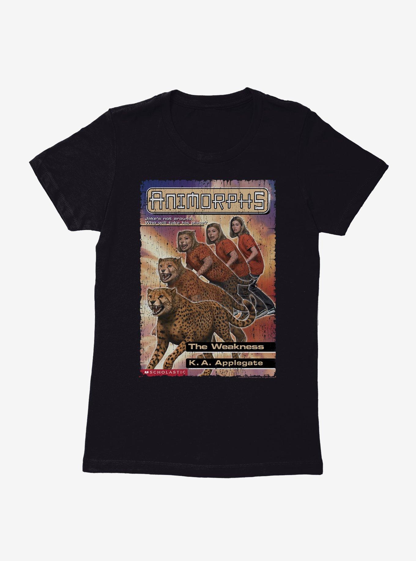 Animorphs The Weakness Cheetah Book Cover Womens T-Shirt, BLACK, hi-res view 1