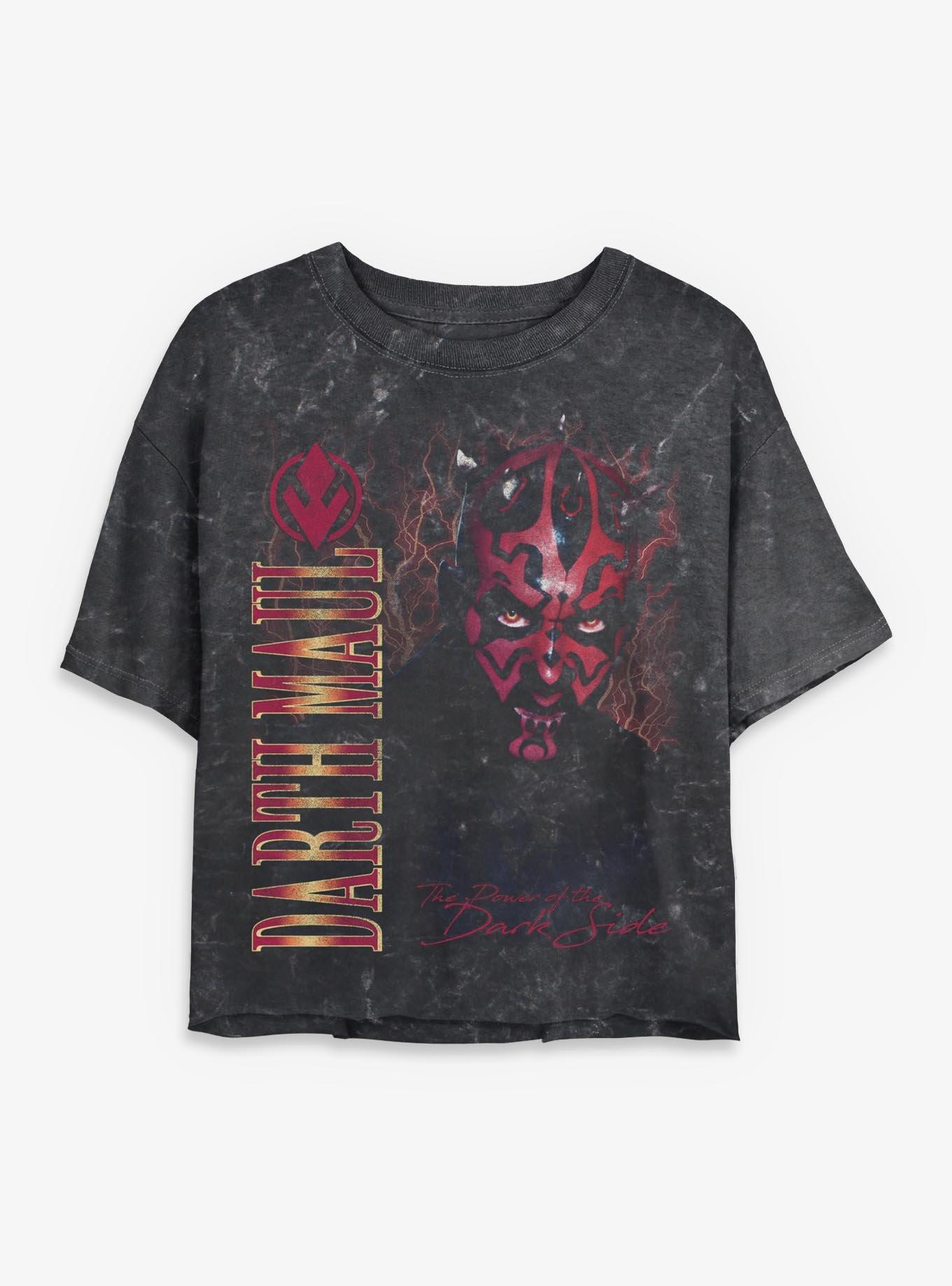 Star Wars Episode I: The Phantom Menace Darth Maul Lightning Mineral Wash Girls Crop T-Shirt Hot Topic Exclusive, , hi-res